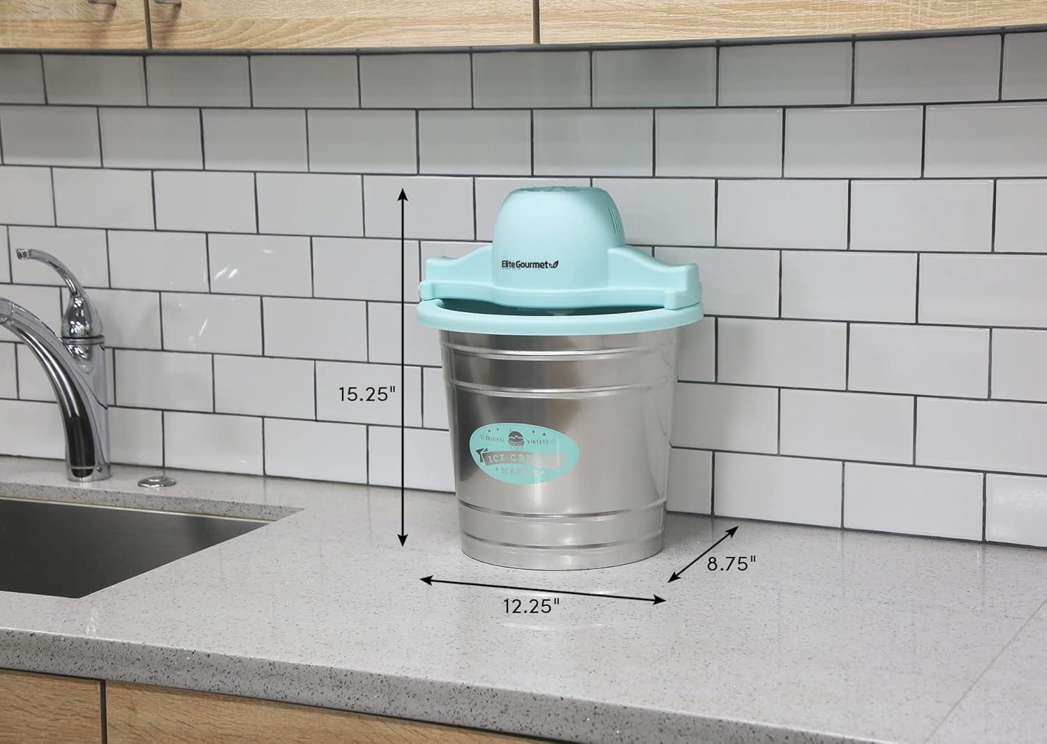 image:imageAmericana Collection Elite EIM1432M 15 Quart Automatic Easy Homemade Electric Ice Cream Maker Frozen Yogurt Sorbet Gelato Treat with Recipes Mint4 Quart