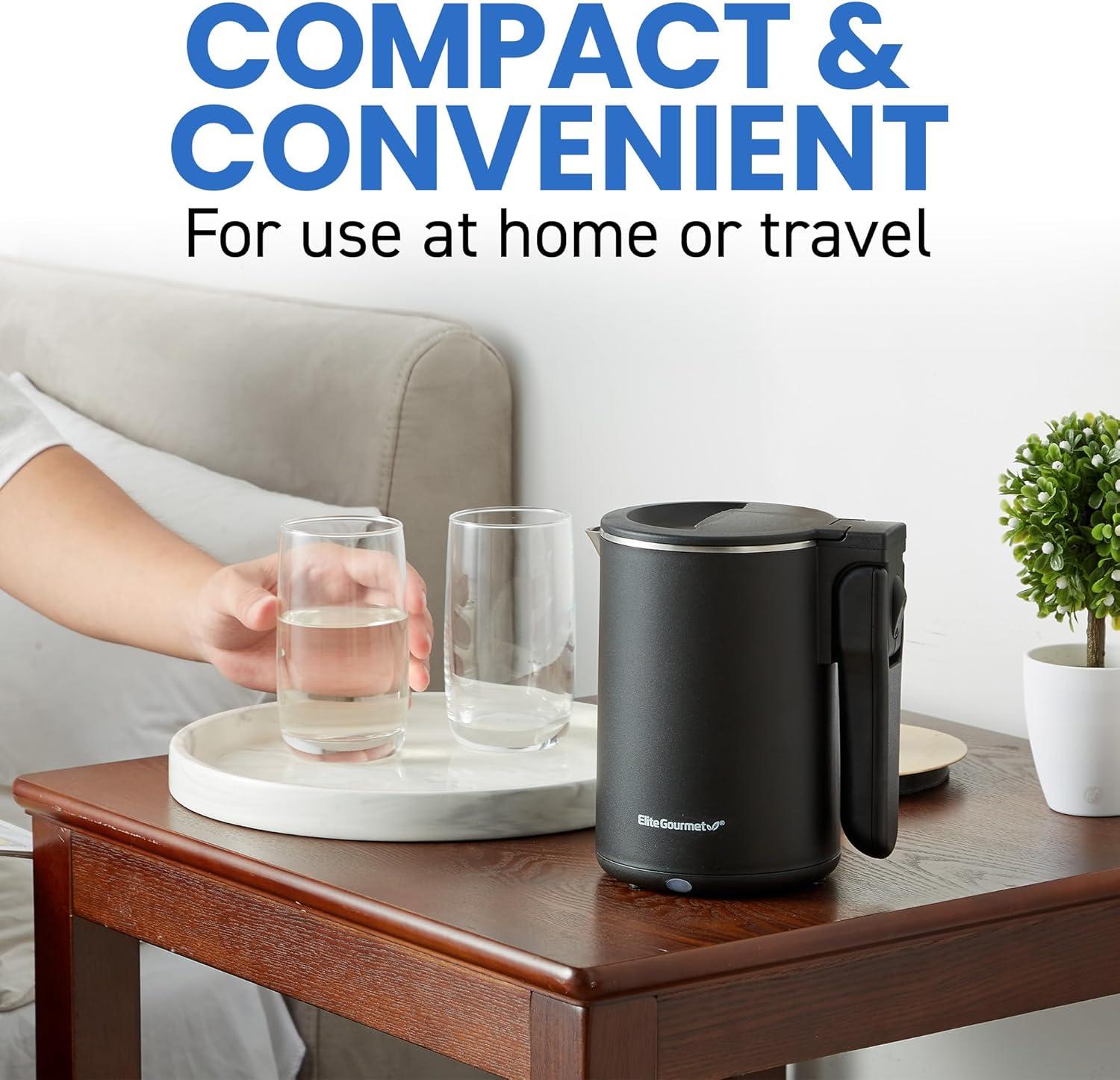 image:imageElite Gourmet 17L Dual Wall Cool Touch Electric Tea Kettle Borosilicate Glass 304 Stainless Steel Interior Programmed Digital Touchscreen Keep Warm Auto Off amp Audible Indicator Black06 Quarts Pack of 6