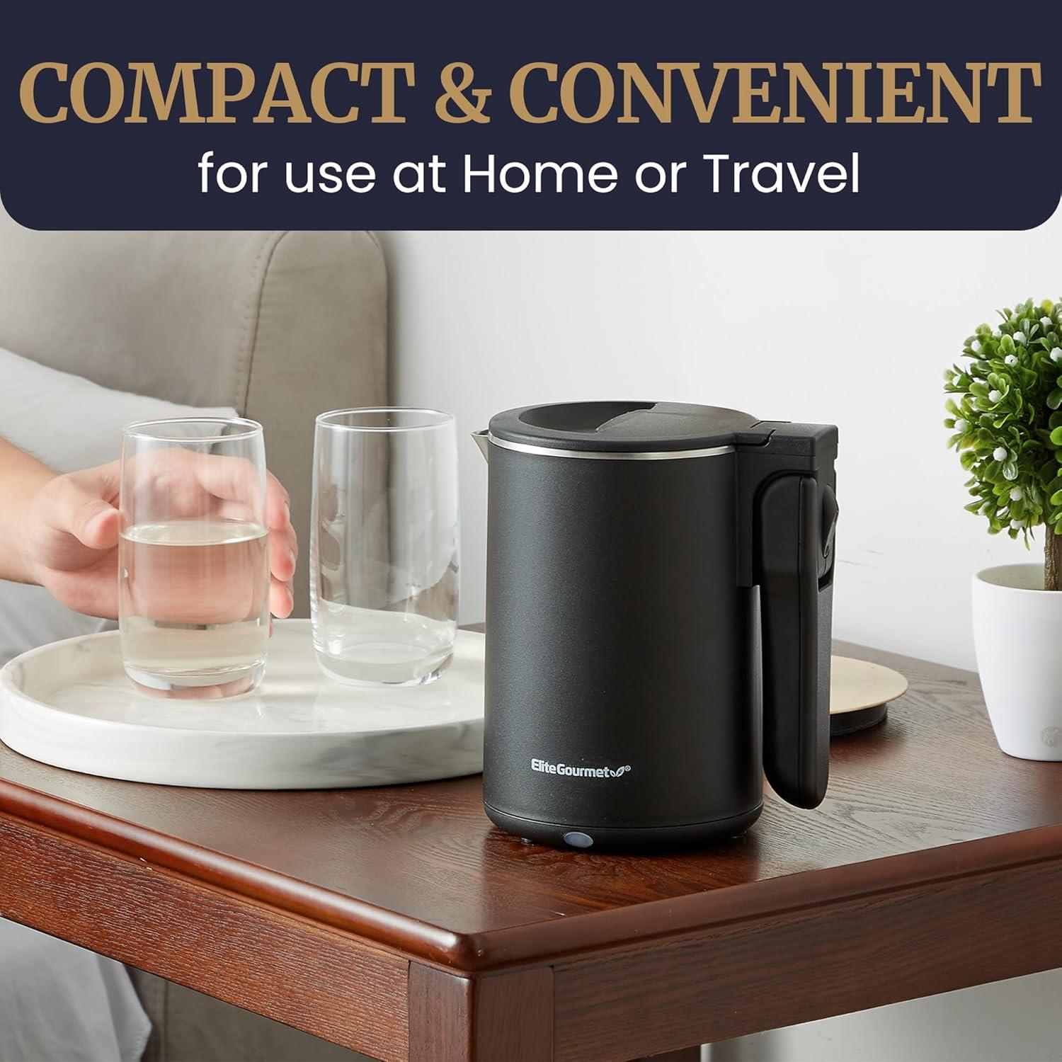 image:imageElite Gourmet 17L Dual Wall Cool Touch Electric Tea Kettle Borosilicate Glass 304 Stainless Steel Interior Programmed Digital Touchscreen Keep Warm Auto Off amp Audible Indicator Black06 Quarts