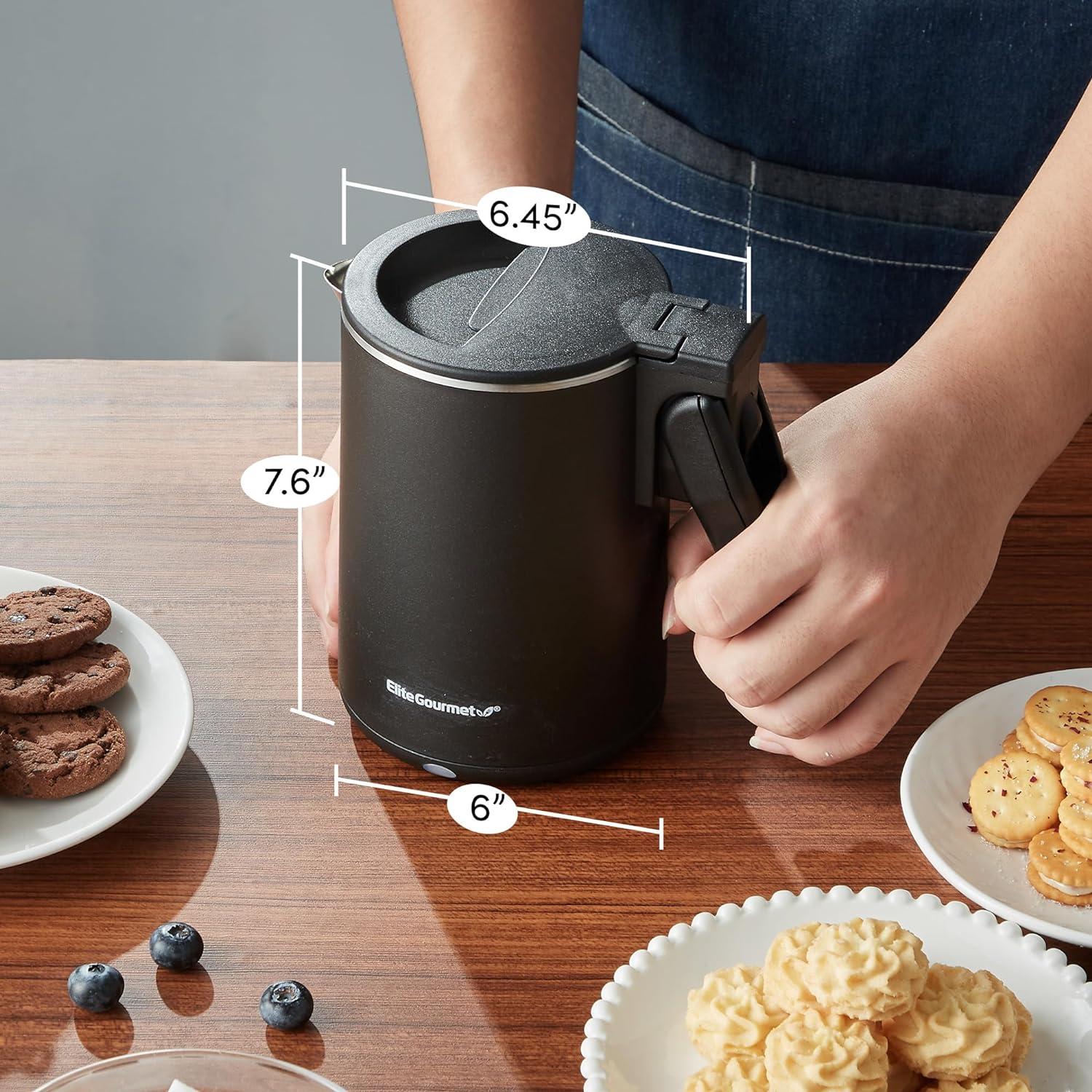 image:imageElite Gourmet 17L Dual Wall Cool Touch Electric Tea Kettle Borosilicate Glass 304 Stainless Steel Interior Programmed Digital Touchscreen Keep Warm Auto Off amp Audible Indicator Black06 Quarts Pack of 6
