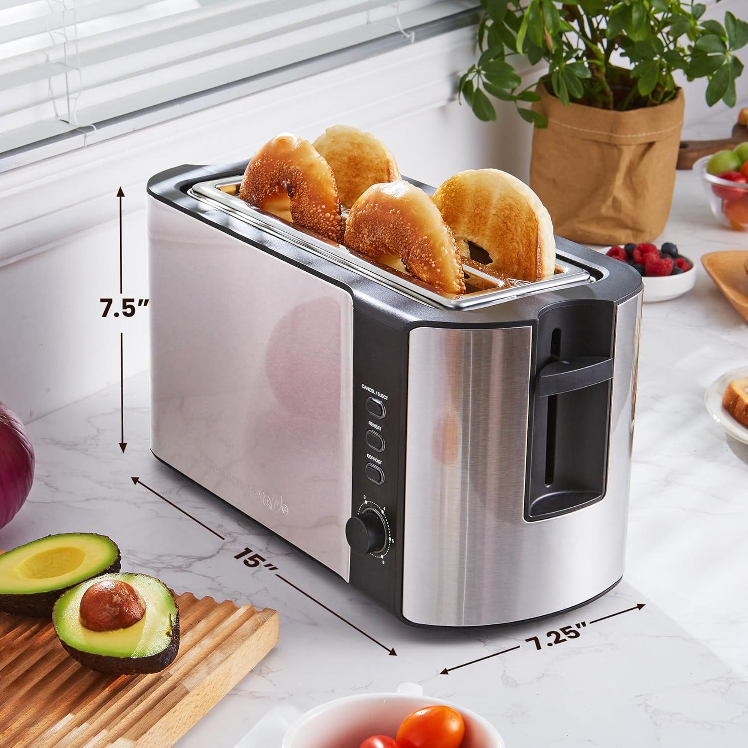 image:imageElite Gourmet 2Slice Toaster with Digital Countdown ExtraWide Slots for Bagels amp Thick Bread OneTouch Presets Stainless Steel DefrostReheatCancelBlackStainless Steel
