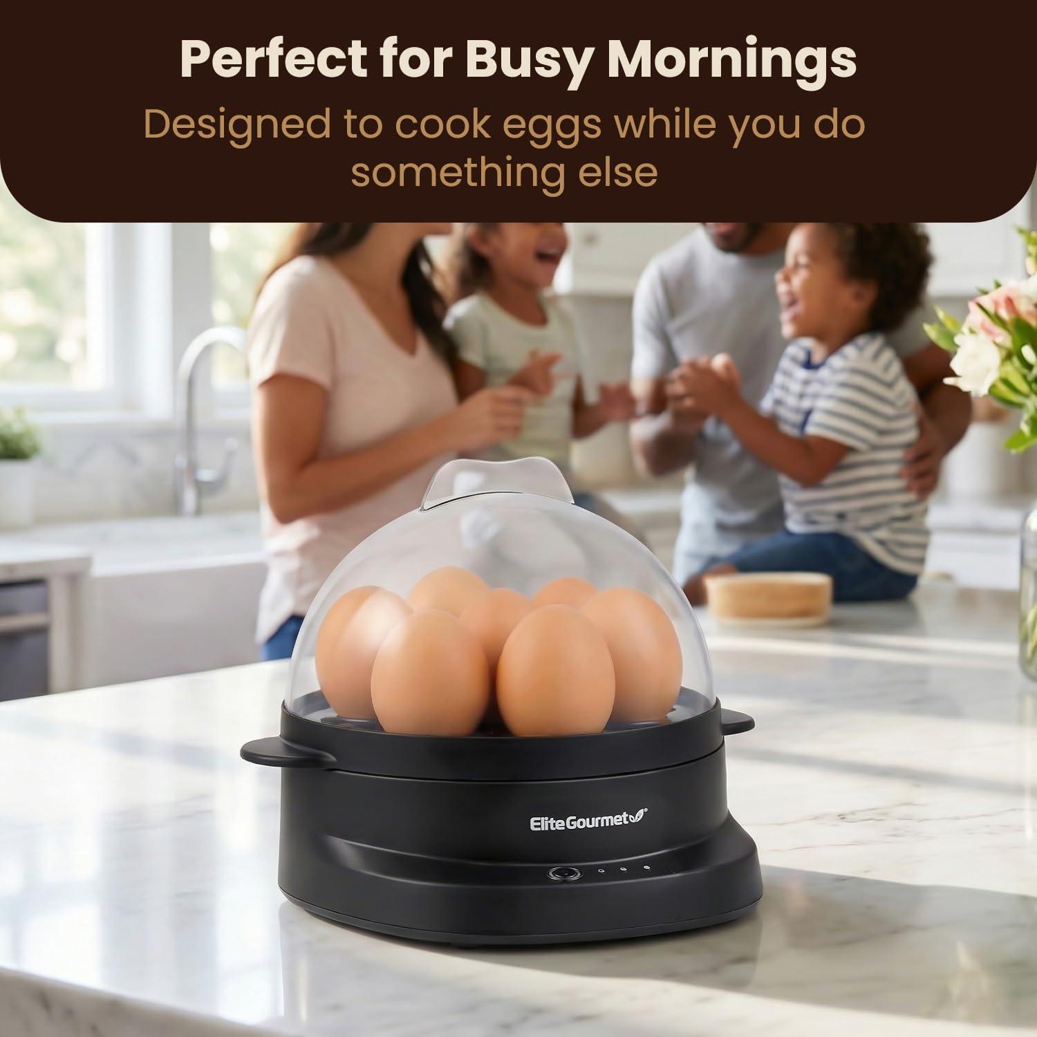 image:imageElite Gourmet 7Egg Electric Egg Cooker with Voice Alerts Soft Medium amp HardBoiled Eggs Made Perfectly Fast NoMonitoring Breakfast Cooker Auto ShutOff