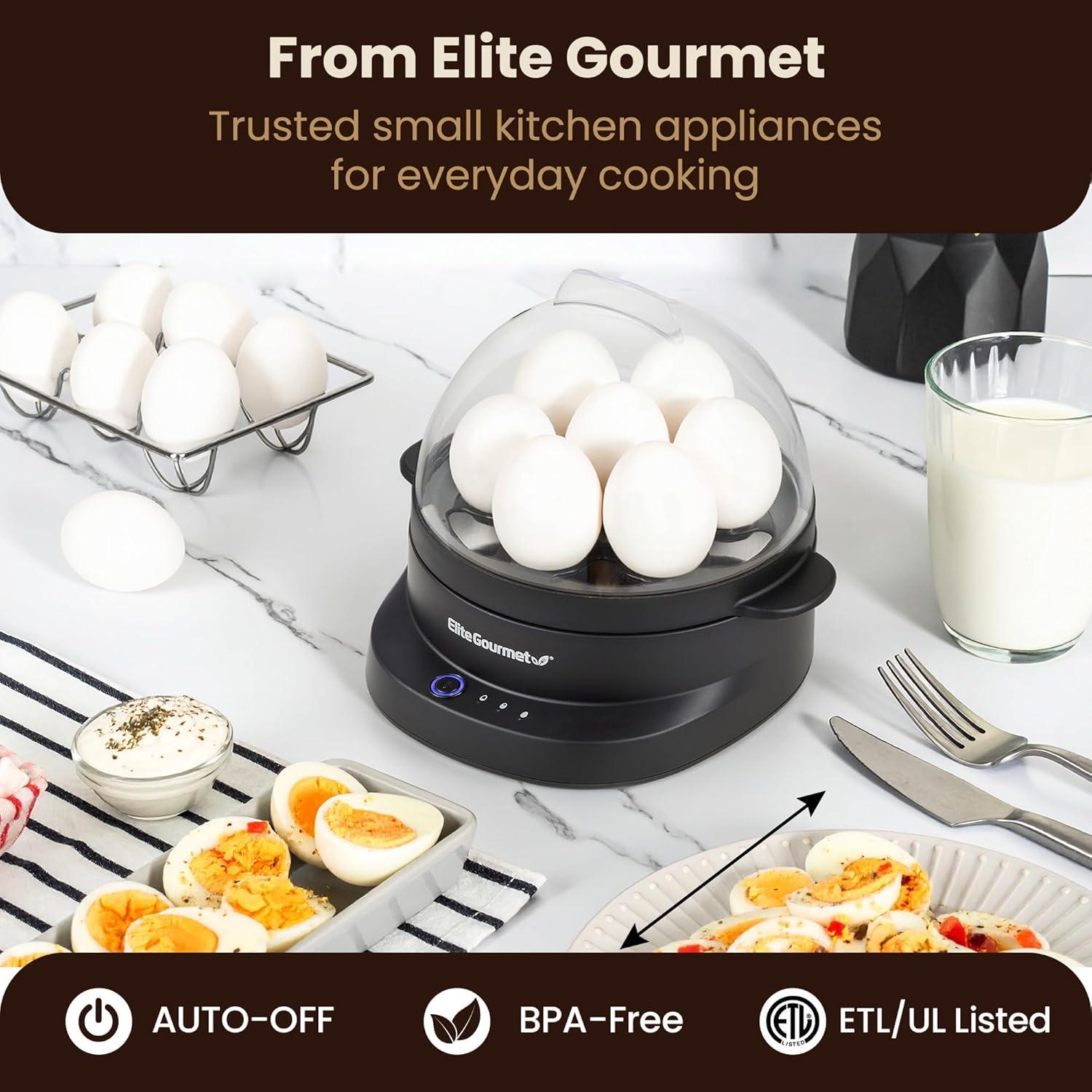 image:imageElite Gourmet 7Egg Electric Egg Cooker with Voice Alerts Soft Medium amp HardBoiled Eggs Made Perfectly Fast NoMonitoring Breakfast Cooker Auto ShutOff