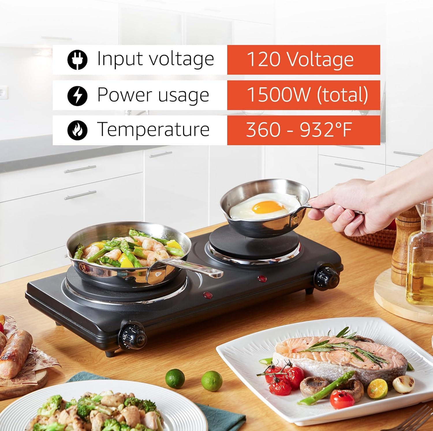 image:imageElite Gourmet Countertop Electric Burner 1000W Cast Iron Hot Plate 7 Heat Settings Portable Cooktop for RV Dorm Office amp Small Kitchens RoadReady amp CompactDouble Pack of 3