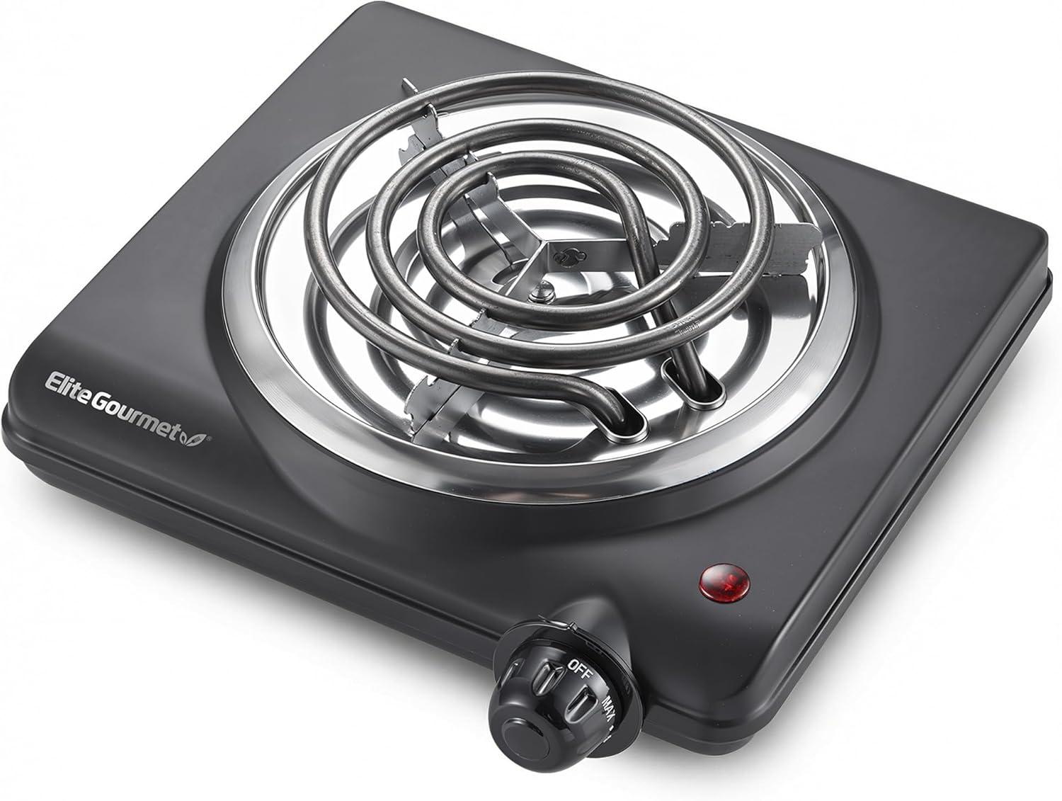 image:imageElite Gourmet Countertop Electric Burner 1000W Cast Iron Hot Plate 7 Heat Settings Portable Cooktop for RV Dorm Office amp Small Kitchens RoadReady amp CompactSingle