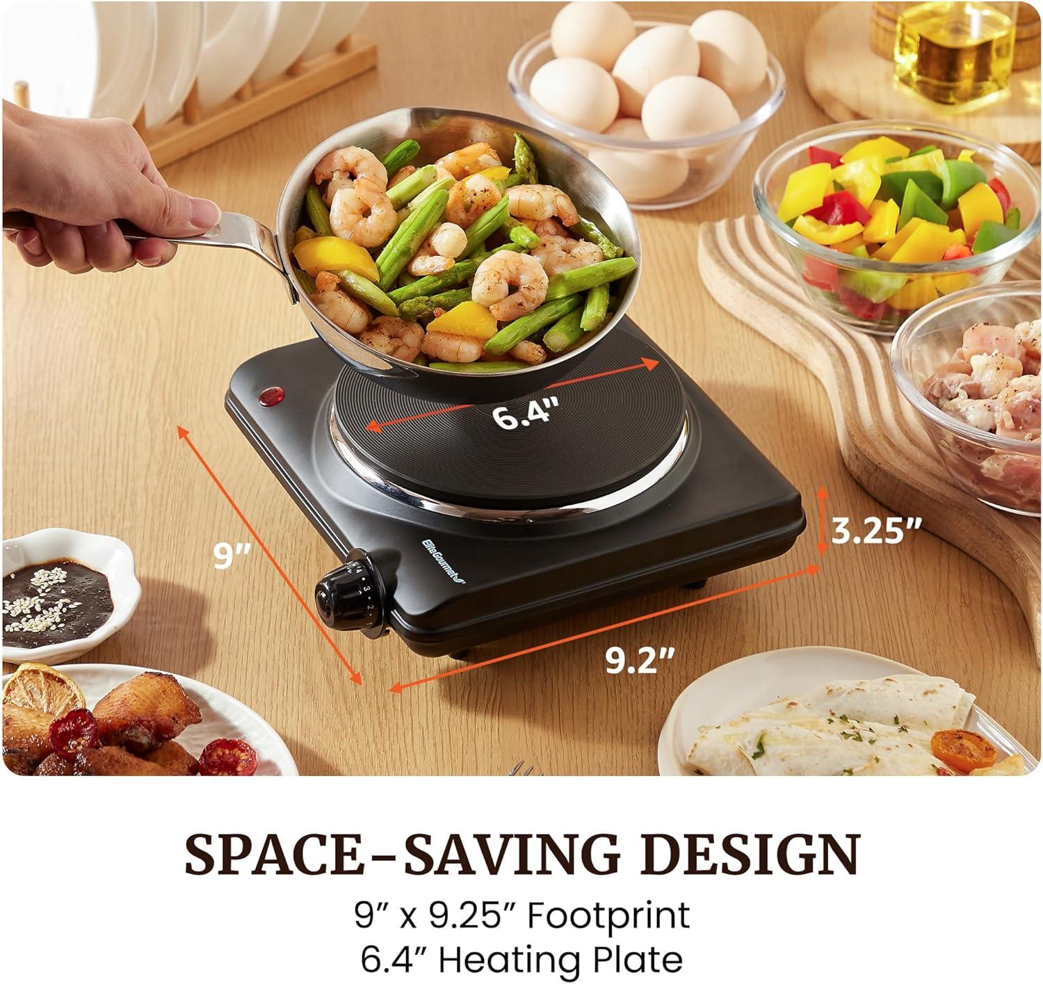 image:imageElite Gourmet Countertop Electric Burner 1000W Cast Iron Hot Plate 7 Heat Settings Portable Cooktop for RV Dorm Office amp Small Kitchens RoadReady amp CompactBlack