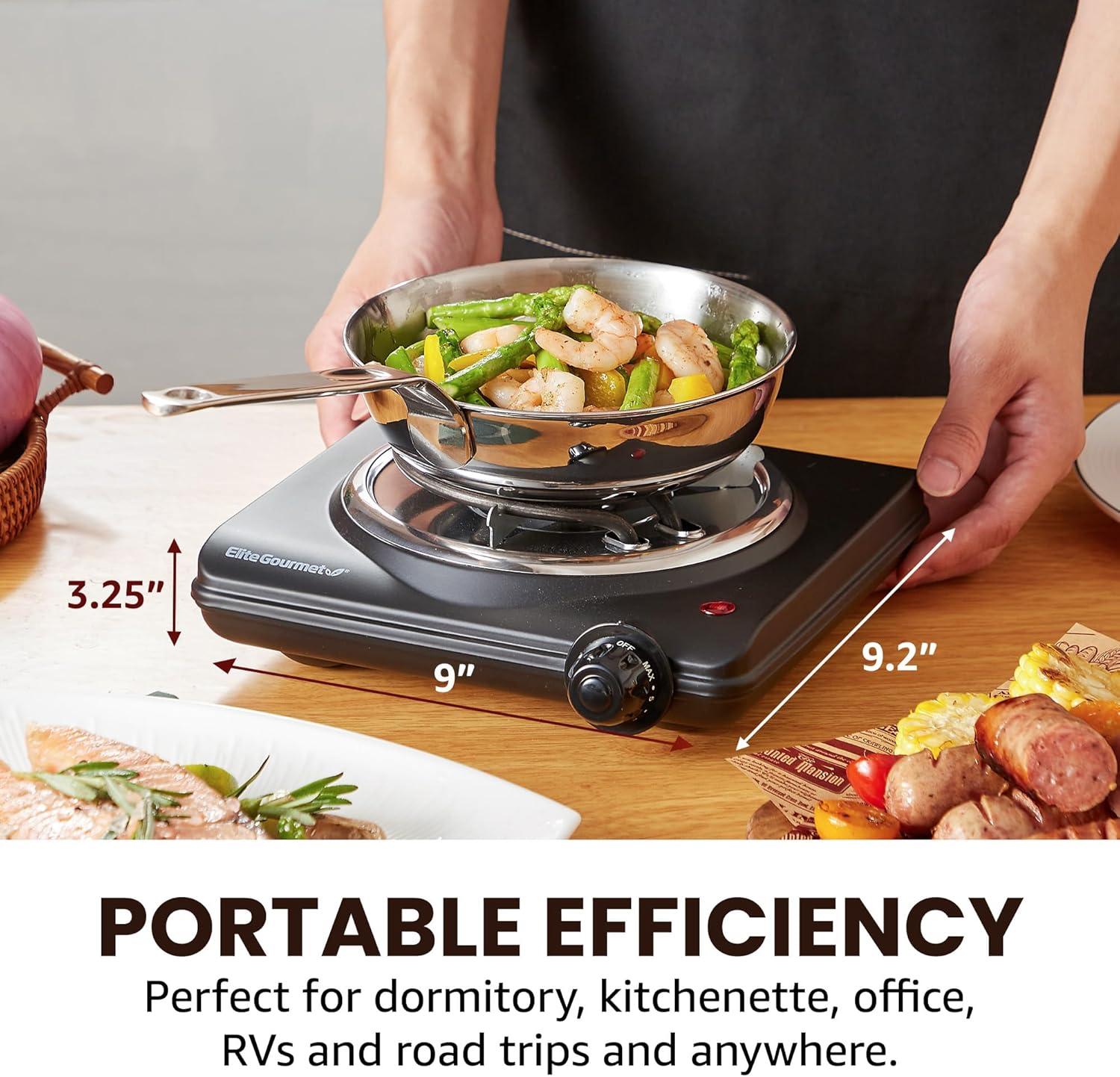 image:imageElite Gourmet Countertop Electric Burner 1000W Cast Iron Hot Plate 7 Heat Settings Portable Cooktop for RV Dorm Office amp Small Kitchens RoadReady amp CompactSingle