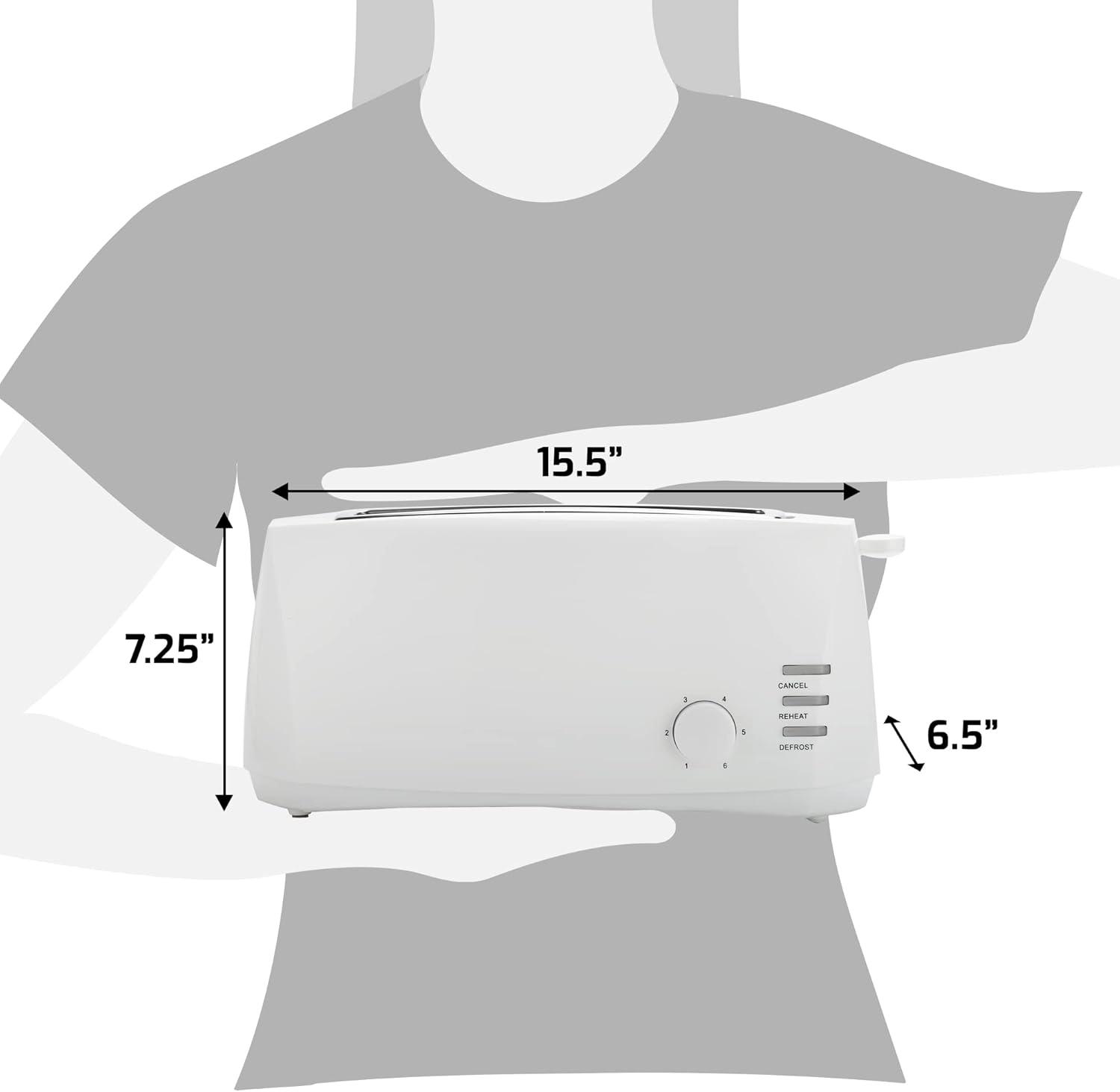 image:imageElite Gourmet ECT4829B Long Slot 4 Slice Toaster 6 Toast Settings Toaster Defrost Reheat Cancel Functions Slide Out Crumb Tray Extra Wide Slots for Bagels Waffles BlackWhite