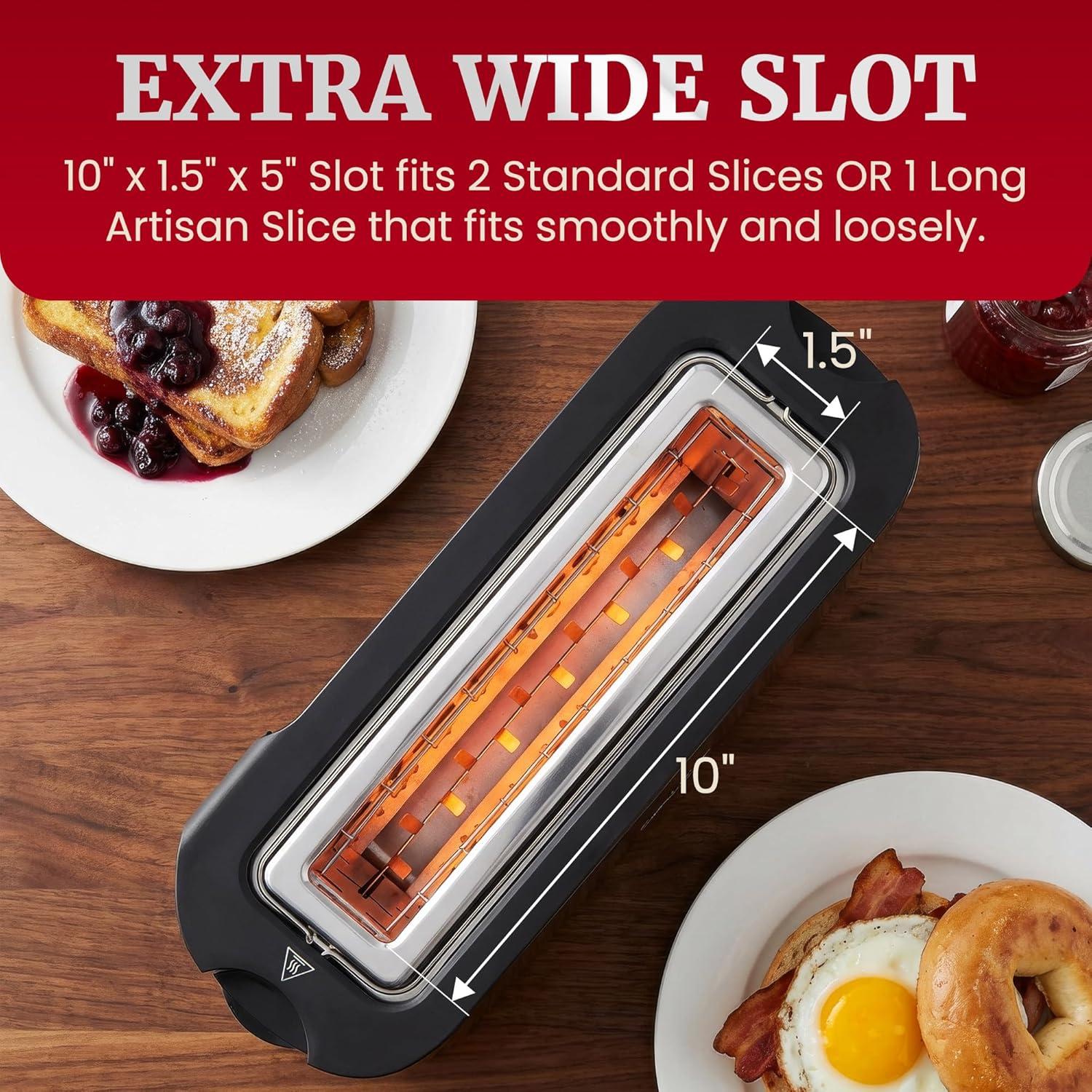 image:imageElite Gourmet ECT5322 Long Slot 4 Slice Toaster Countdown Timer Bagel Function 6 Toast Setting Defrost Cancel Function Builtin Warming Rack Extra Wide Slots for Bagels Waffles Stainless SteelStainless Steel
