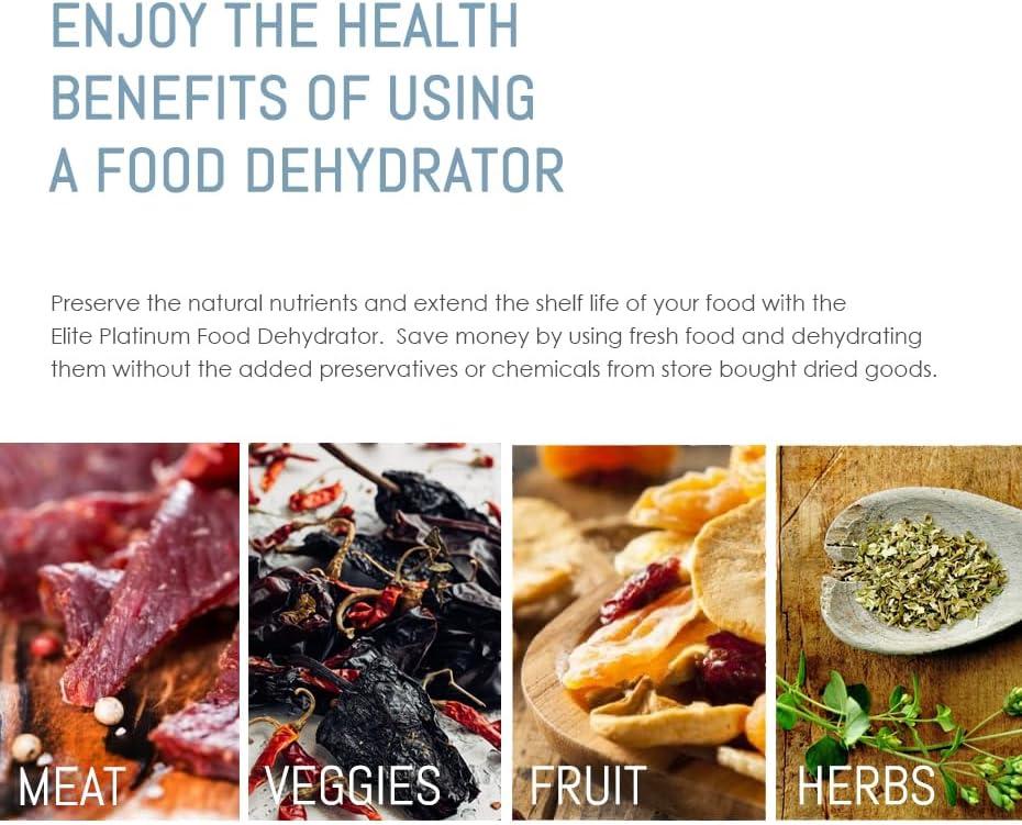image:imageElite Gourmet EFD319DKG Food Dehydrator 5 BPAFree 114 Trays Adjustable Temperature Controls Jerky Herbs Fruit Veggies Dried Snacks Black and Grey6 Stainless Steel Trays