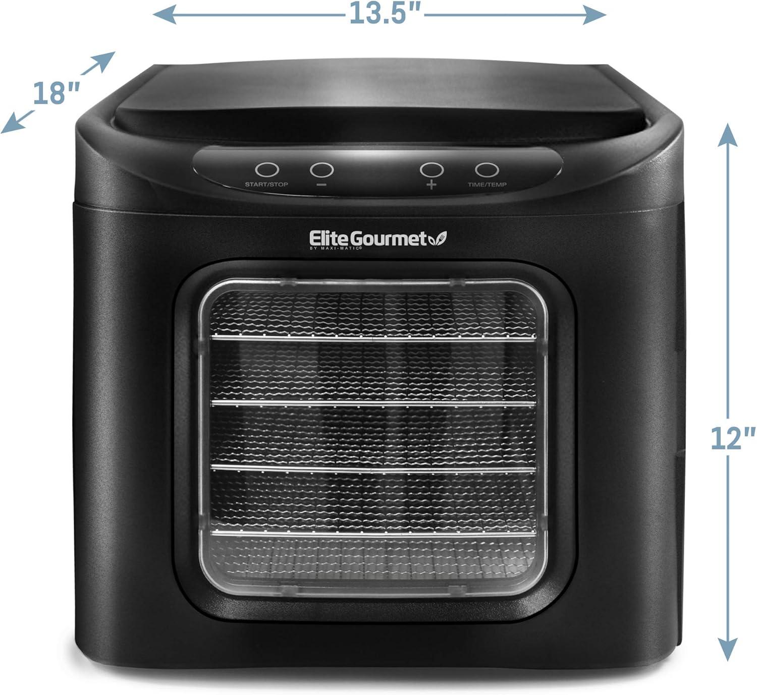 image:imageElite Gourmet EFD319DKG Food Dehydrator 5 BPAFree 114 Trays Adjustable Temperature Controls Jerky Herbs Fruit Veggies Dried Snacks Black and Grey6 Stainless Steel Trays