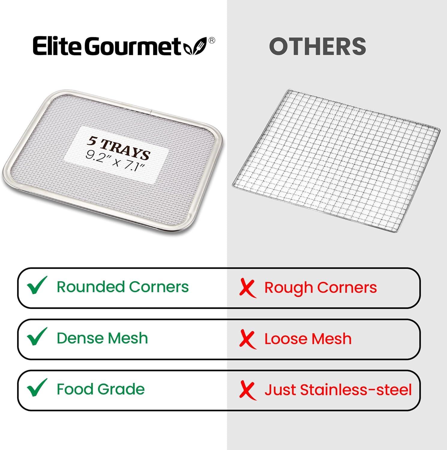 image:imageElite Gourmet EFD809D Food Dehydrator with 5 Stainless Steel Trays Adjustable Temp amp Time Keep Warm Includes Interior Light Fruit Roll Tray and Recipe Booklet BlackBlack
