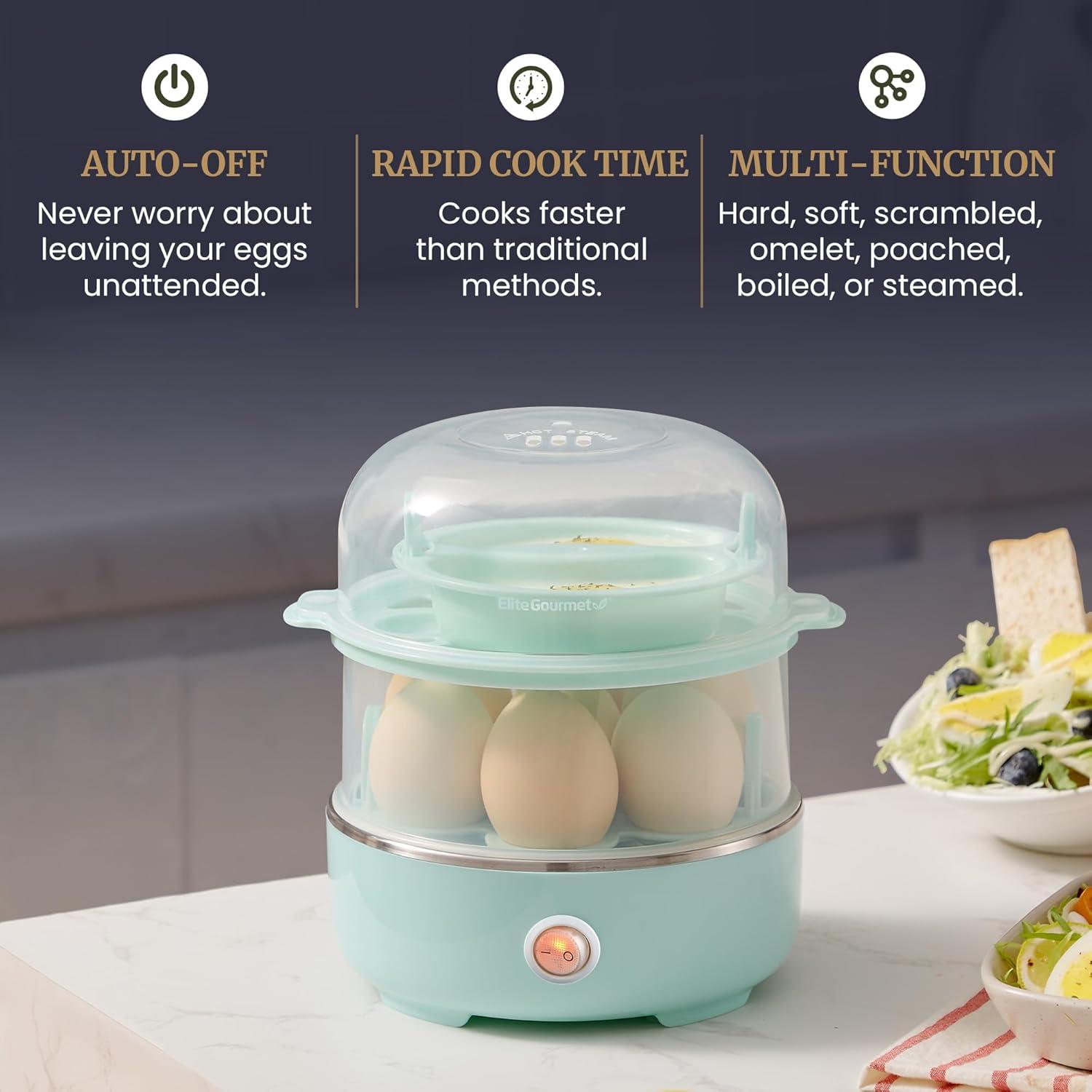 image:imageElite Gourmet EGC115B Easy Egg Cooker Electric 7Egg Capacity Soft Medium HardBoiled Egg Cooker with Auto ShutOff Measuring Cup Included BPA Free Classic BlackMint