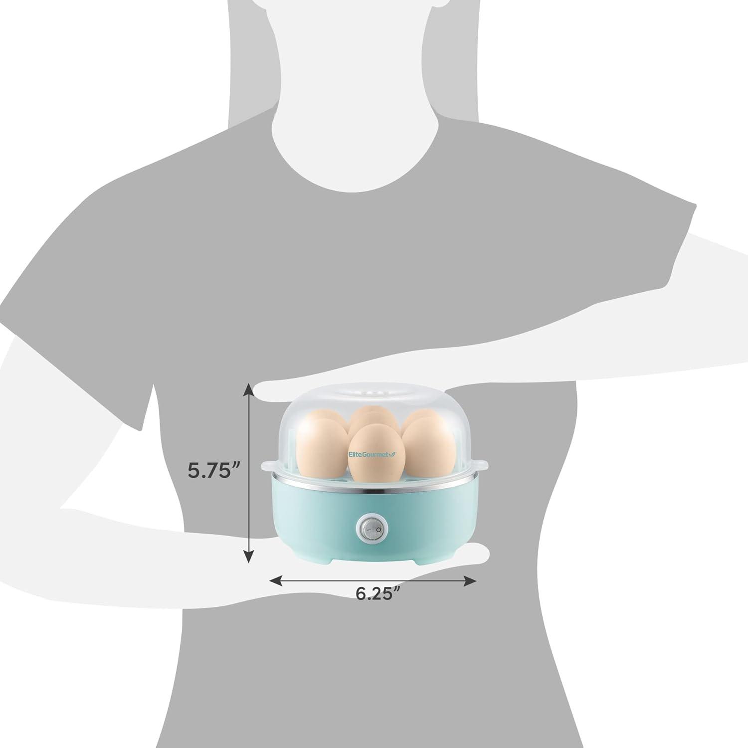 image:imageElite Gourmet EGC115B Easy Egg Cooker Electric 7Egg Capacity Soft Medium HardBoiled Egg Cooker with Auto ShutOff Measuring Cup Included BPA Free Classic BlackRetro Mint