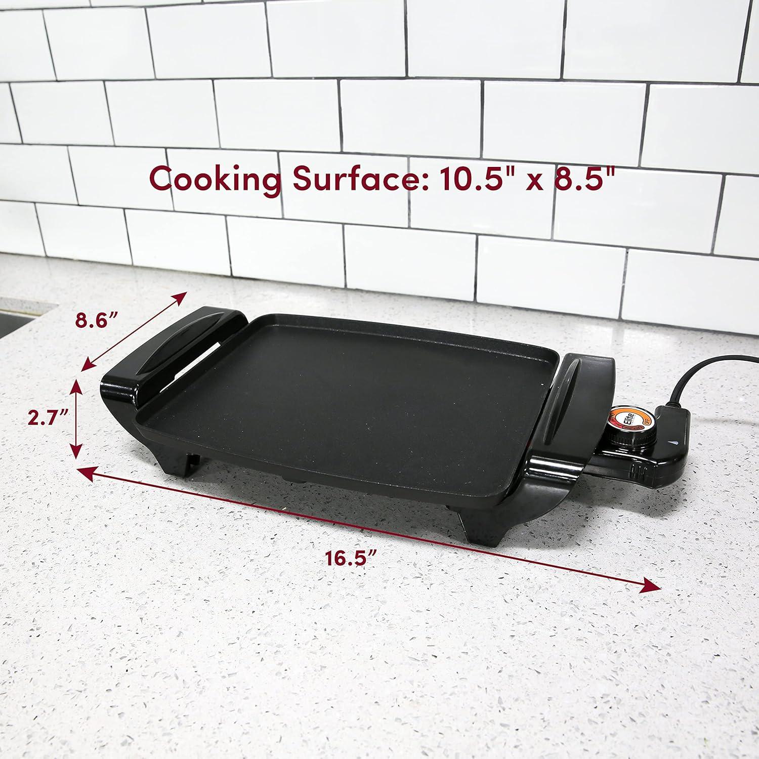 image:imageElite Gourmet EGR2722A Electric 105 x 85 Griddle Cooltouch Handles NonStick Surface RemovableAdjustable Thermostat Skid FreeRubber Feet Black105 x 85