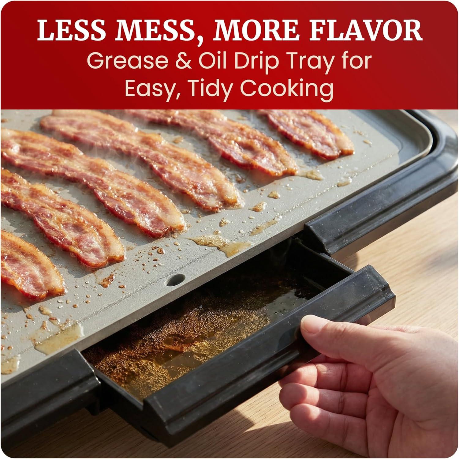 image:imageElite Gourmet EGR2722B Electric 105 x 85 Griddle Cooltouch Handles NonStick Surface RemovableAdjustable Thermostat Skid FreeRubber Feet Black10 x 20