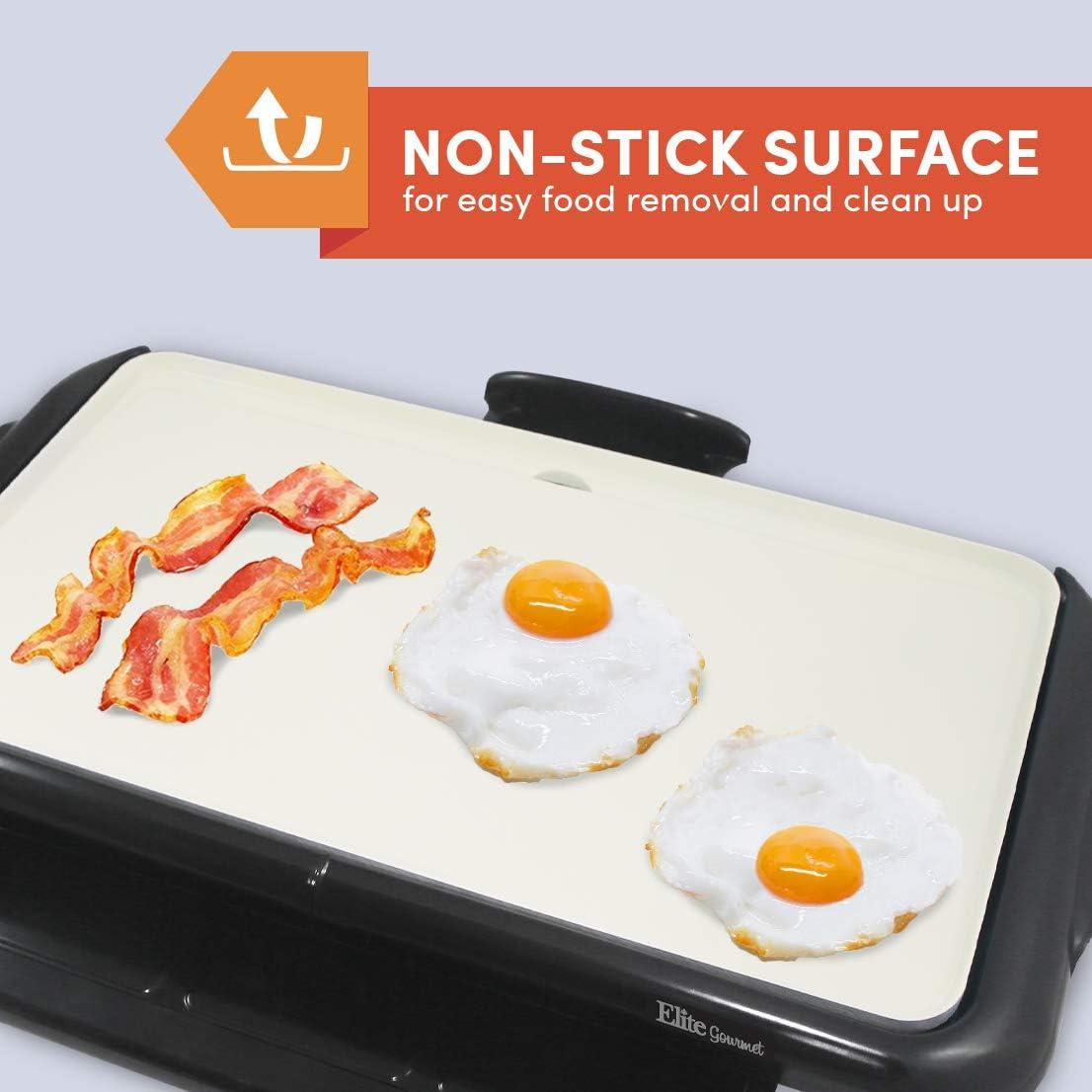 image:imageElite Gourmet EGR2722B Electric 105 x 85 Griddle Cooltouch Handles NonStick Surface RemovableAdjustable Thermostat Skid FreeRubber Feet Black18 x 105