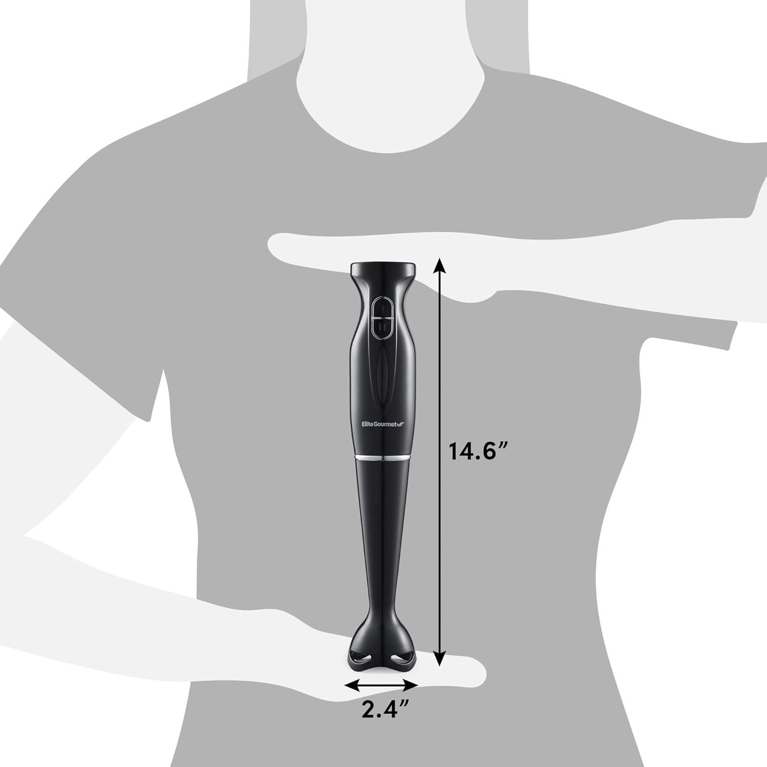image:imageElite Gourmet EHB1062 Variable Stepless Speed Immersion Hand Blender 500 Watts with Turbo Stainless Steel Blades Pressure Controlled Stick Mixer Sauces Soup Smoothies Baby Food Stainless SteelBlack