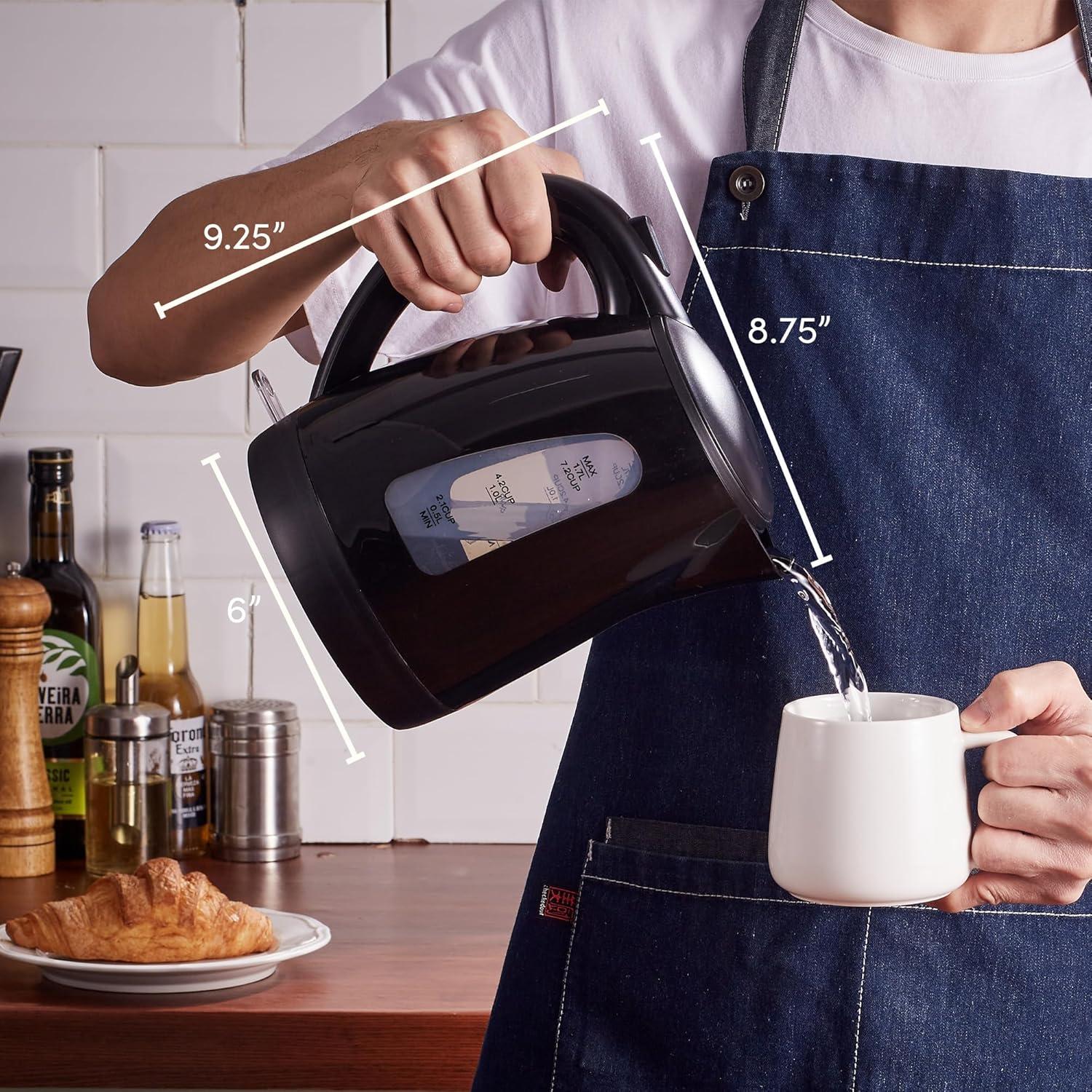 image:imageElite Gourmet EKT8690 17L Electric Tea Kettle 1500W Hot Water Heater Boiler BPAFree Fast Boil Water Level Window and Auto ShutOff BlackBlack