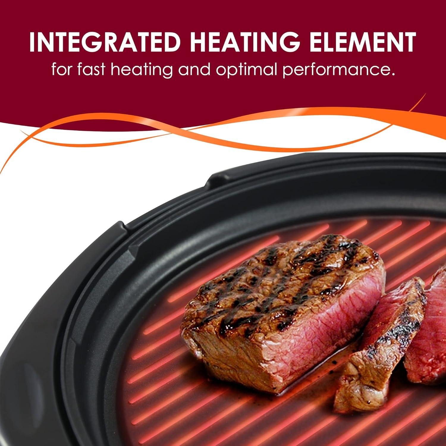image:imageElite Gourmet EMG980B Smokeless Electric Tabletop Grill Nonstick 6Serving Dishwasher Safe Removable Grilling Plate Grill Indoor Tempered Glass Lid Adjustable Temperature 14 Black14