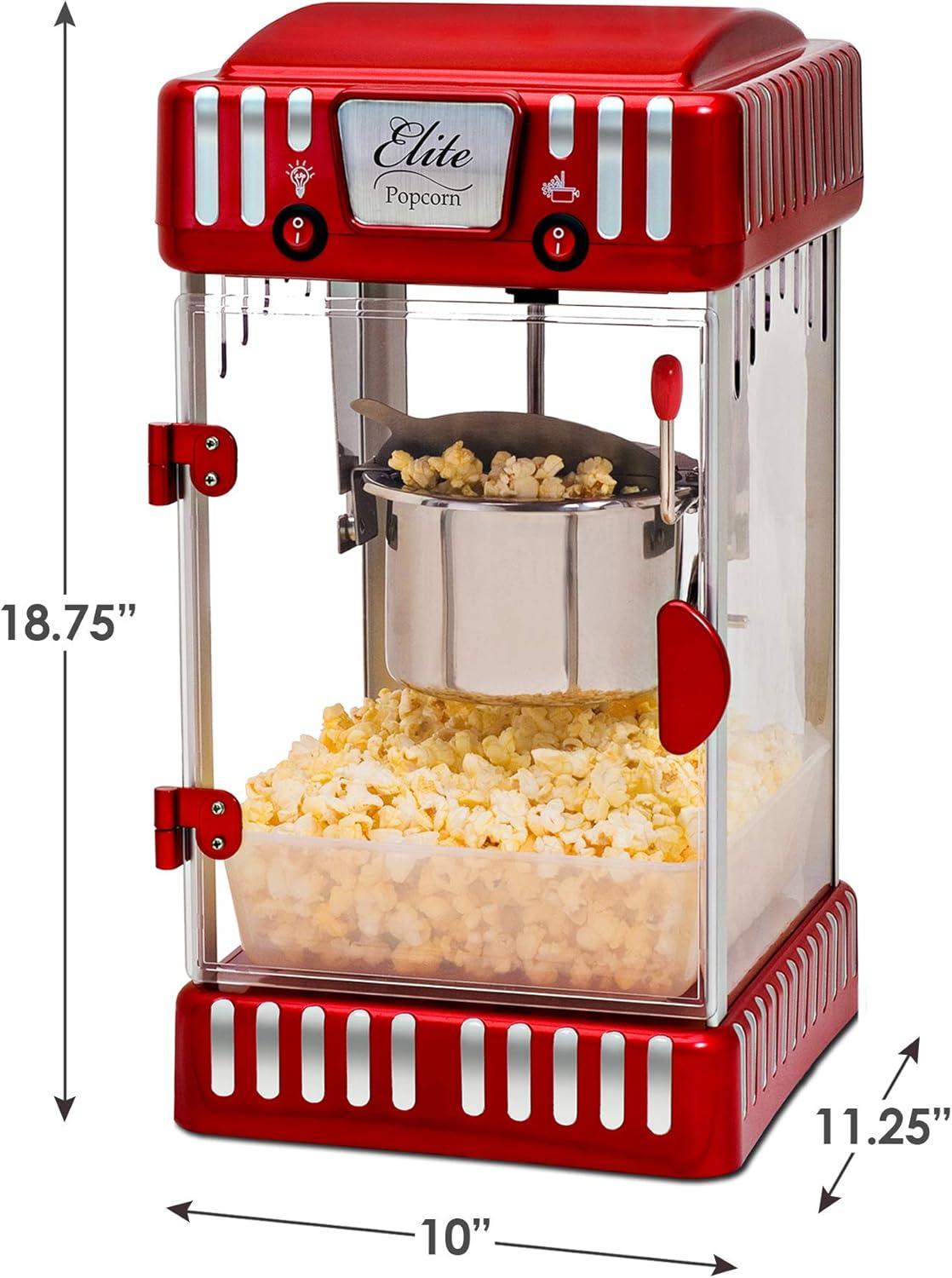 image:imageElite Gourmet EPM250 MaxiMatic 25 Ounce Classic Carnival Tabletop Kettle Popcorn Popper Machine RetroStyle Movie Hot Buttered Popcorn Red1Gallon