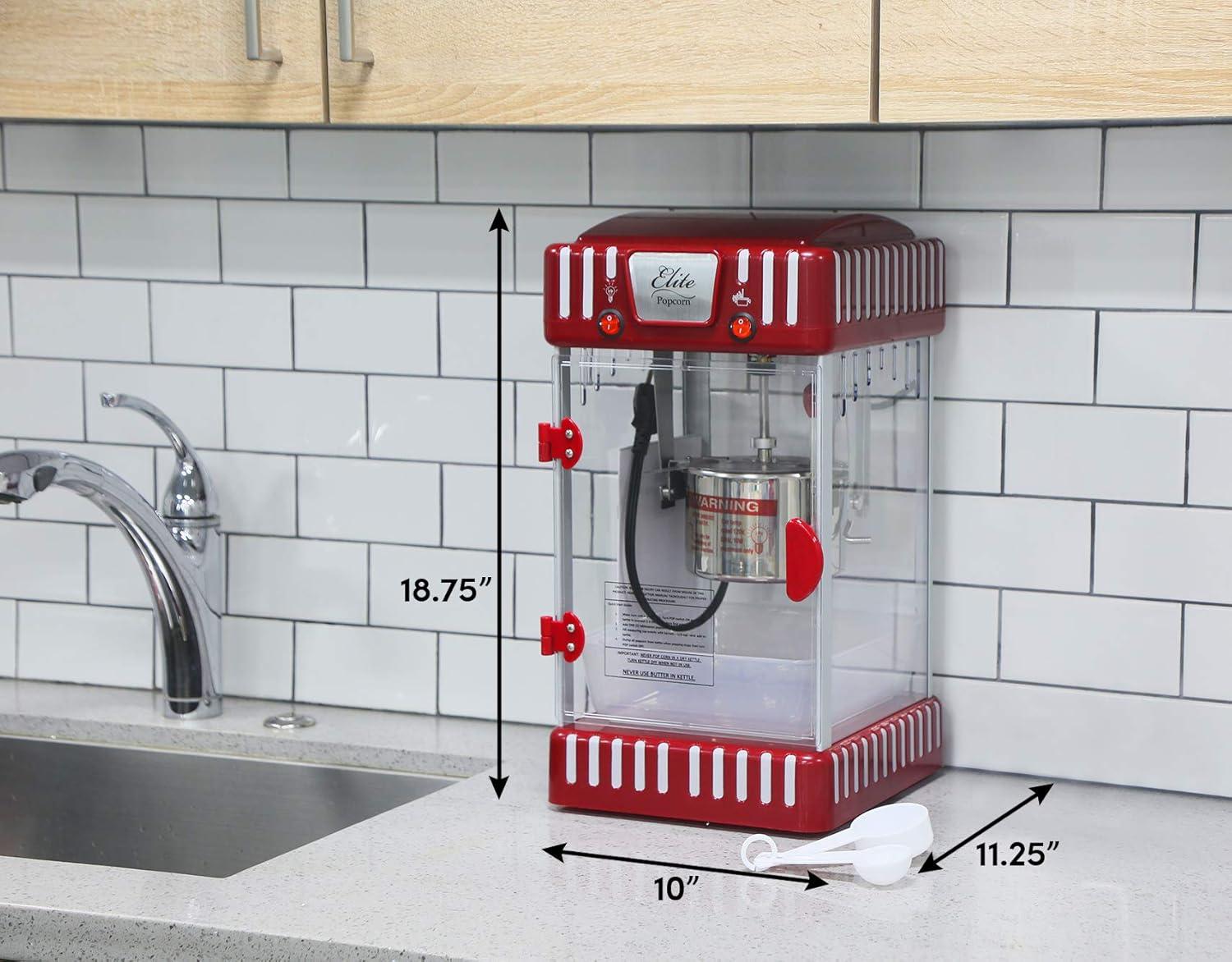 image:imageElite Gourmet EPM250 MaxiMatic 25 Ounce Classic Carnival Tabletop Kettle Popcorn Popper Machine RetroStyle Movie Hot Buttered Popcorn Red1Gallon