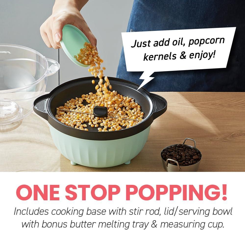 image:imageElite Gourmet EPM330R Automatic Stirring 12cup Popcorn Maker Popper Hot Oil Popcorn Machine wMeasuring Cap amp Builtin Reversible Serving Bowl Great for Home Party Kids Safety ETL Approved RedMint