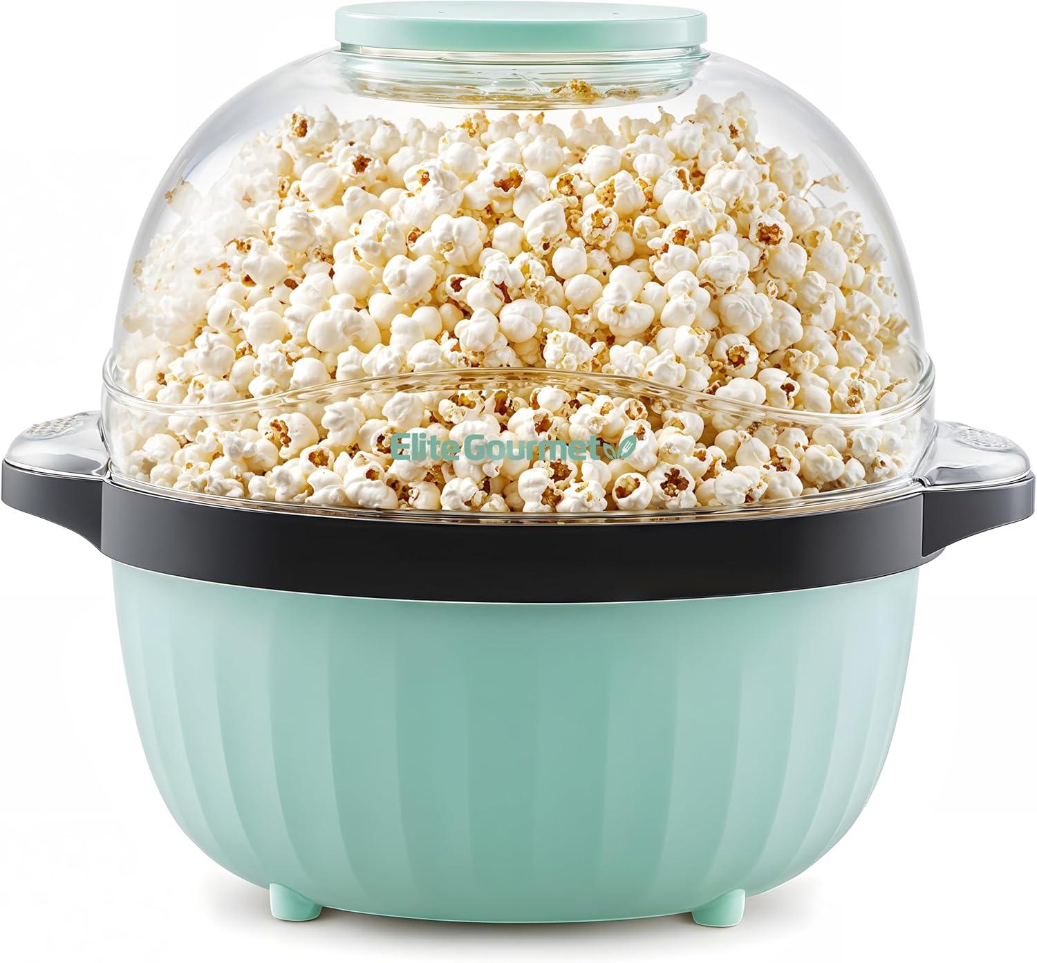 image:imageElite Gourmet EPM330R Automatic Stirring 12cup Popcorn Maker Popper Hot Oil Popcorn Machine wMeasuring Cap amp Builtin Reversible Serving Bowl Great for Home Party Kids Safety ETL Approved RedMint