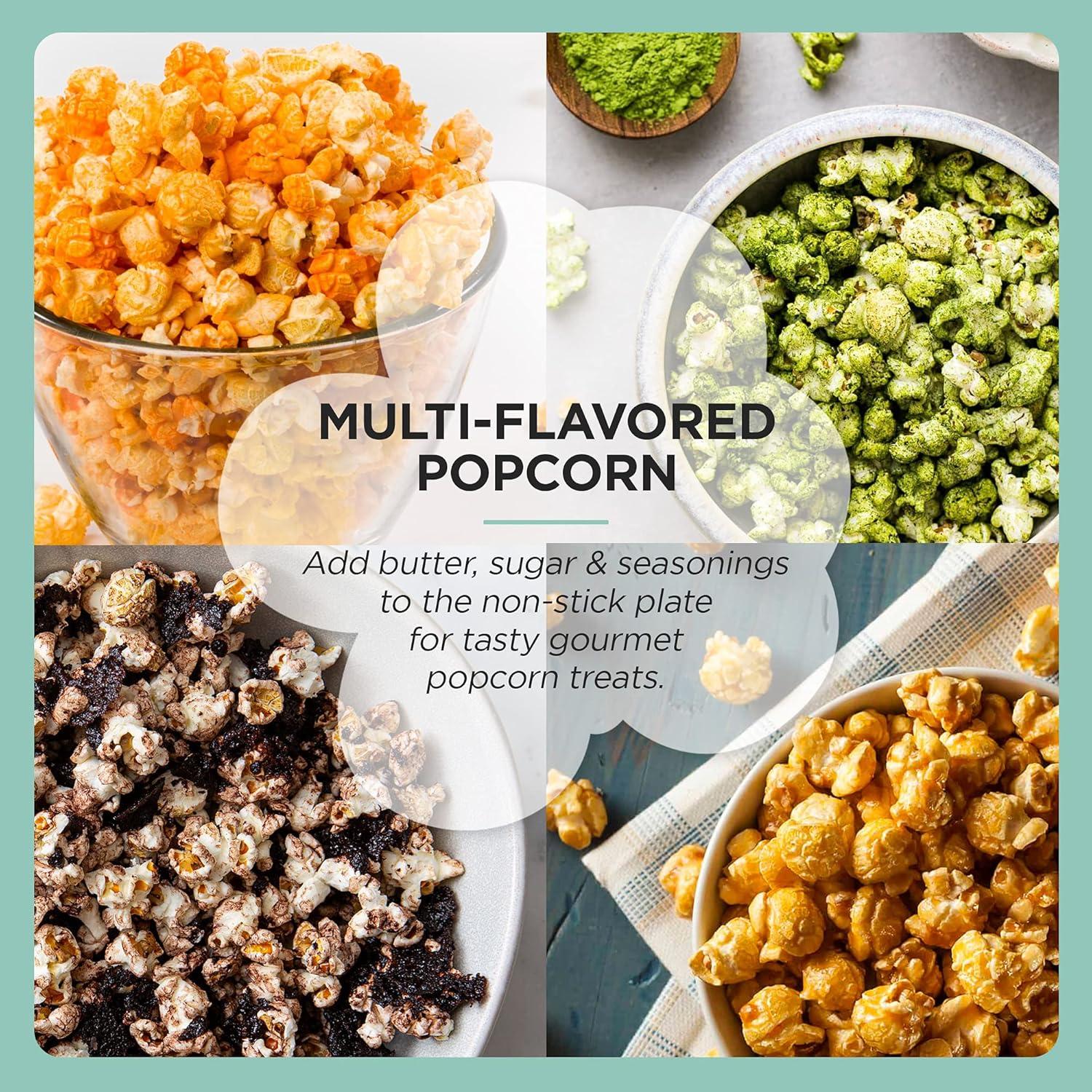 image:imageElite Gourmet EPM330R Automatic Stirring 12cup Popcorn Maker Popper Hot Oil Popcorn Machine wMeasuring Cap amp Builtin Reversible Serving Bowl Great for Home Party Kids Safety ETL Approved RedMint