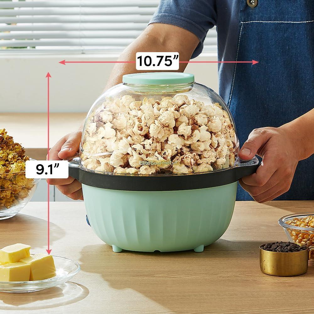 image:imageElite Gourmet EPM330R Automatic Stirring 12cup Popcorn Maker Popper Hot Oil Popcorn Machine wMeasuring Cap amp Builtin Reversible Serving Bowl Great for Home Party Kids Safety ETL Approved RedMint