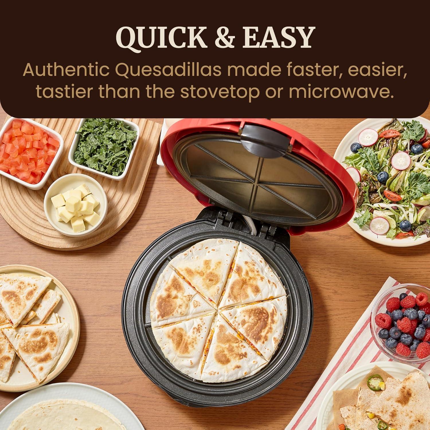 image:imageElite Gourmet EQD413 Electric NonStick 8 Quesadilla Maker EasySlice 6Wedge Grilled Cheese Corn Flour Tortilla Snacks Red1065