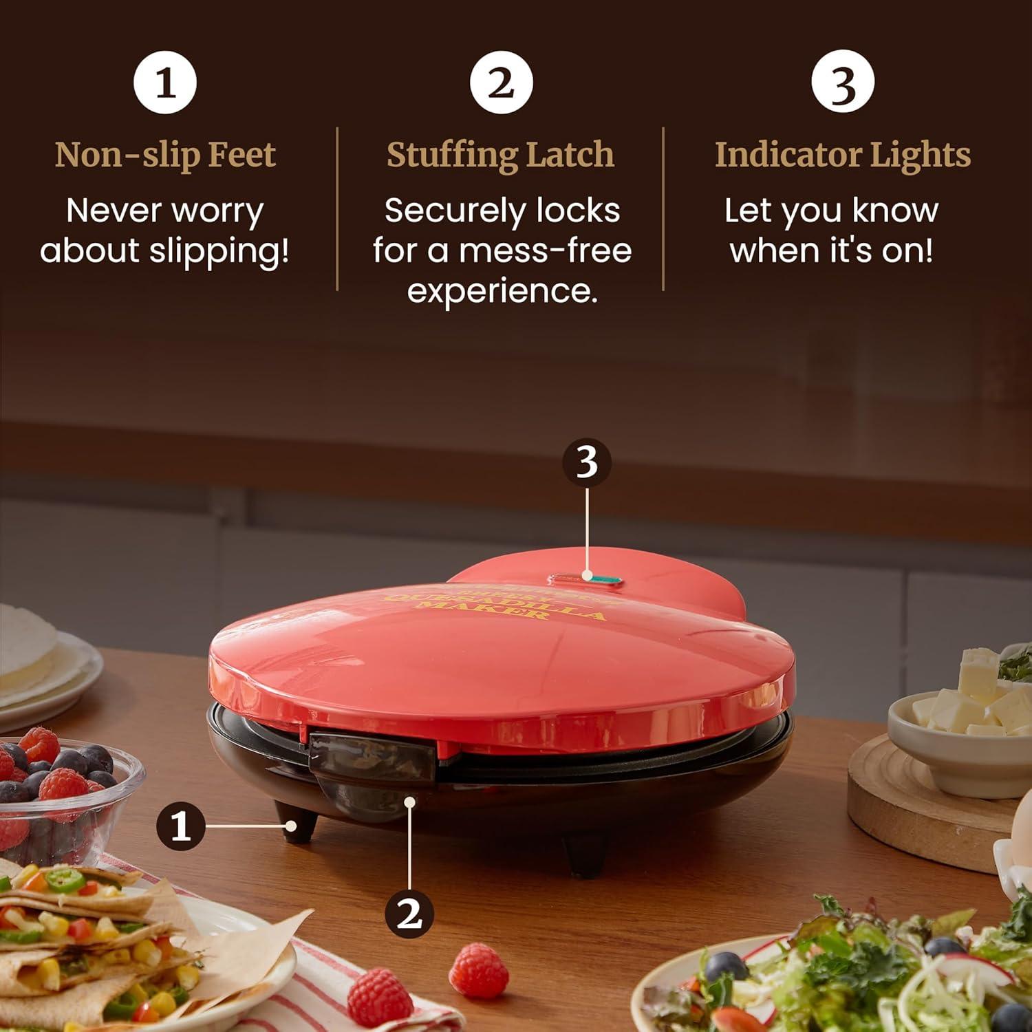 image:imageElite Gourmet EQD413 Electric NonStick 8 Quesadilla Maker EasySlice 6Wedge Grilled Cheese Corn Flour Tortilla Snacks Red1065