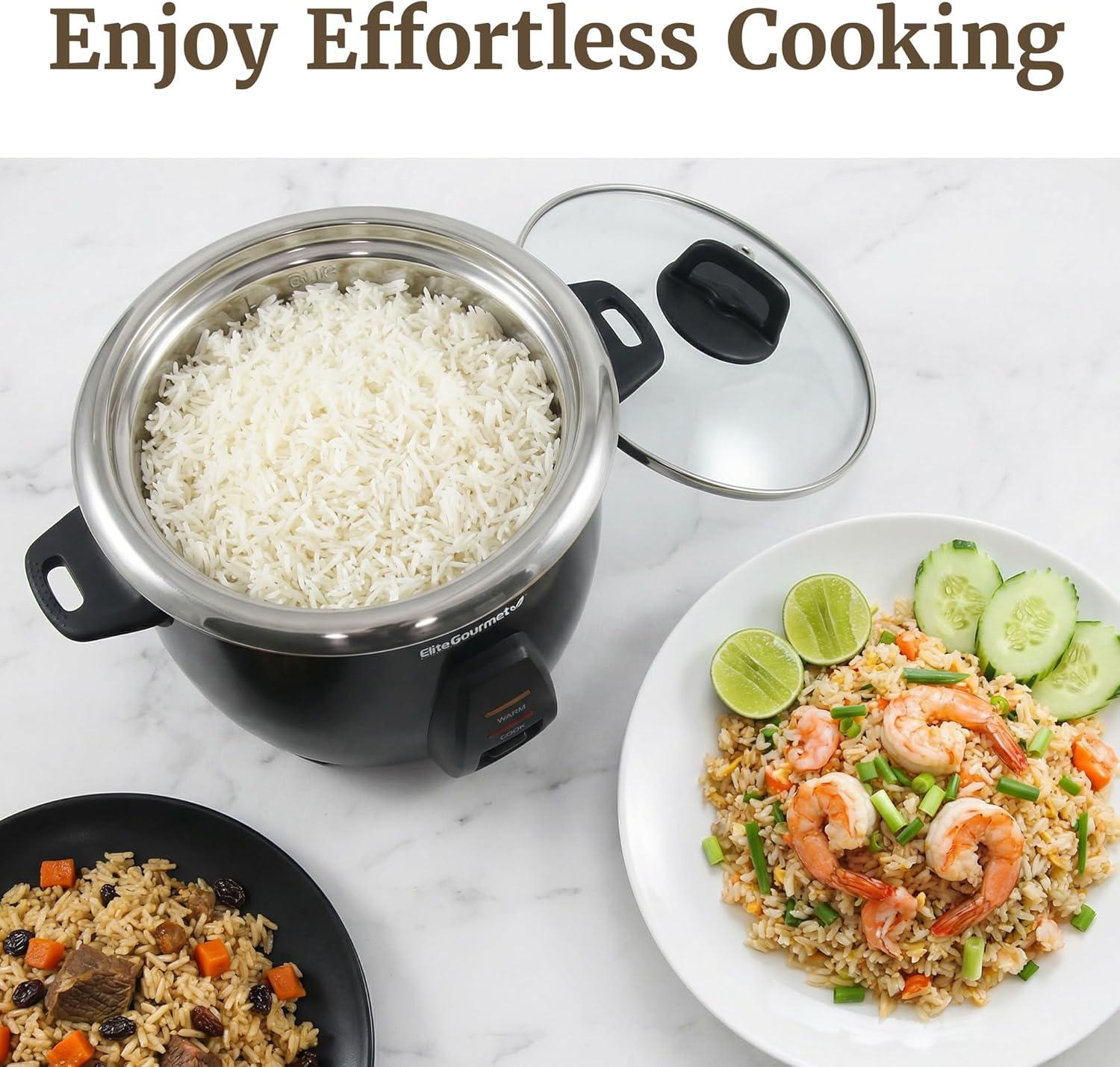 image:imageElite Gourmet ERC2010B Electric Rice Cooker with Stainless Steel Inner Pot Makes Soups Stews Porridges Grains and Cereals 10 cups cooked 5 Cups uncooked BlackBlack