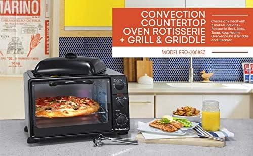 image:imageElite Gourmet ETO4510B French Door 475Qt 18Slice Convection Oven 4Control Knobs Bake Broil Toast Rotisserie Keep Warm Includes 2 x 12 Pizza Racks Stainless SteelBlack