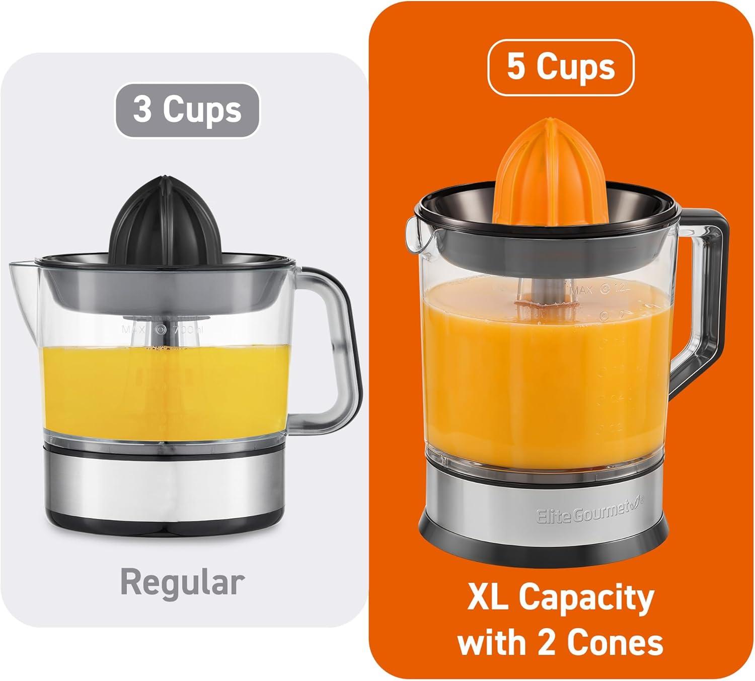 image:imageElite Gourmet ETS411 BPAFree 30Watt Electric Citrus Juicer Extractor Compact Large Volume Pulp Control Oranges Lemons Limes Grapefruits with Easy Pour Spout 16 oz White40 ounce