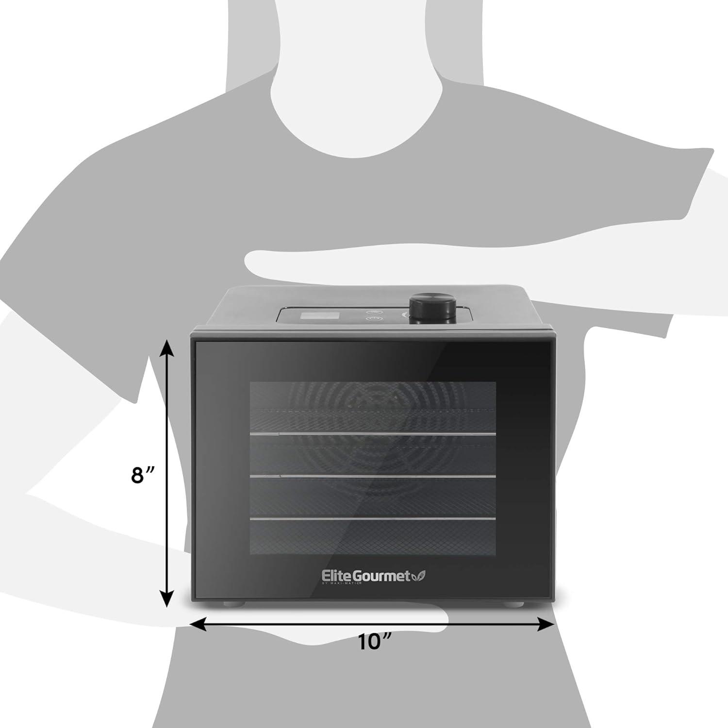 image:imageElite Gourmet Food Dehydrator Stainless Steel Trays Food Dehydrator Adjustable Temperature Controls Jerky Herbs Fruit Veggies Snacks4 Plastic Trays