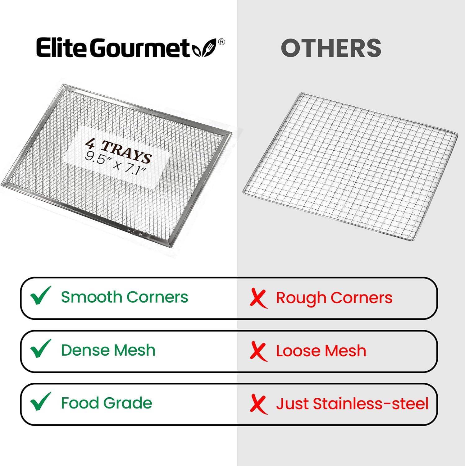 image:imageElite Gourmet Food Dehydrator Stainless Steel Trays Food Dehydrator Adjustable Temperature Controls Jerky Herbs Fruit Veggies Snacks4 Plastic Trays