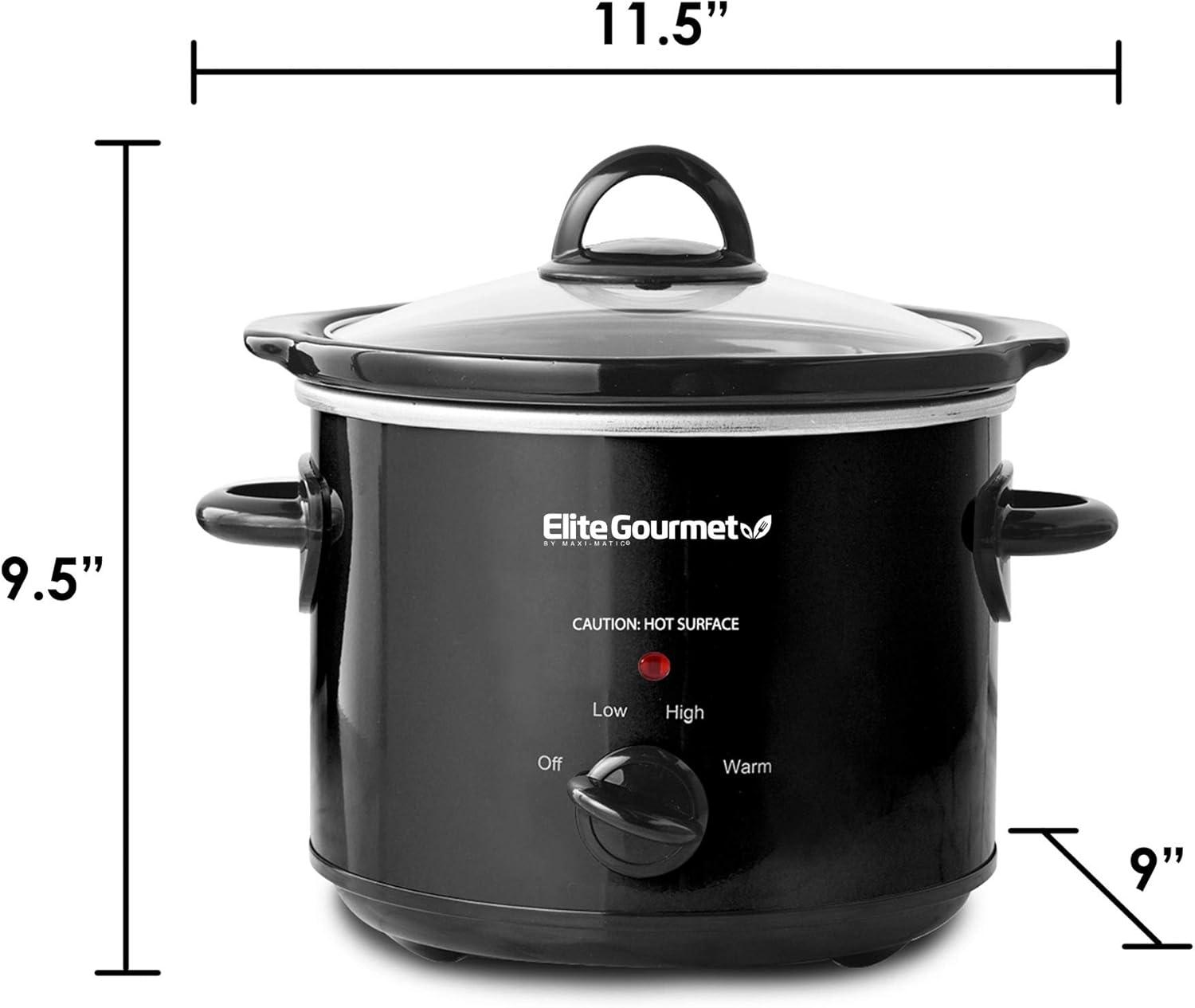 image:imageElite Gourmet MST350B Electric Slow Cooker Adjustable Temp Entrees Sauces Stews amp Dips Dishwasher Safe Glass Lid amp Crock 3 Quart Black