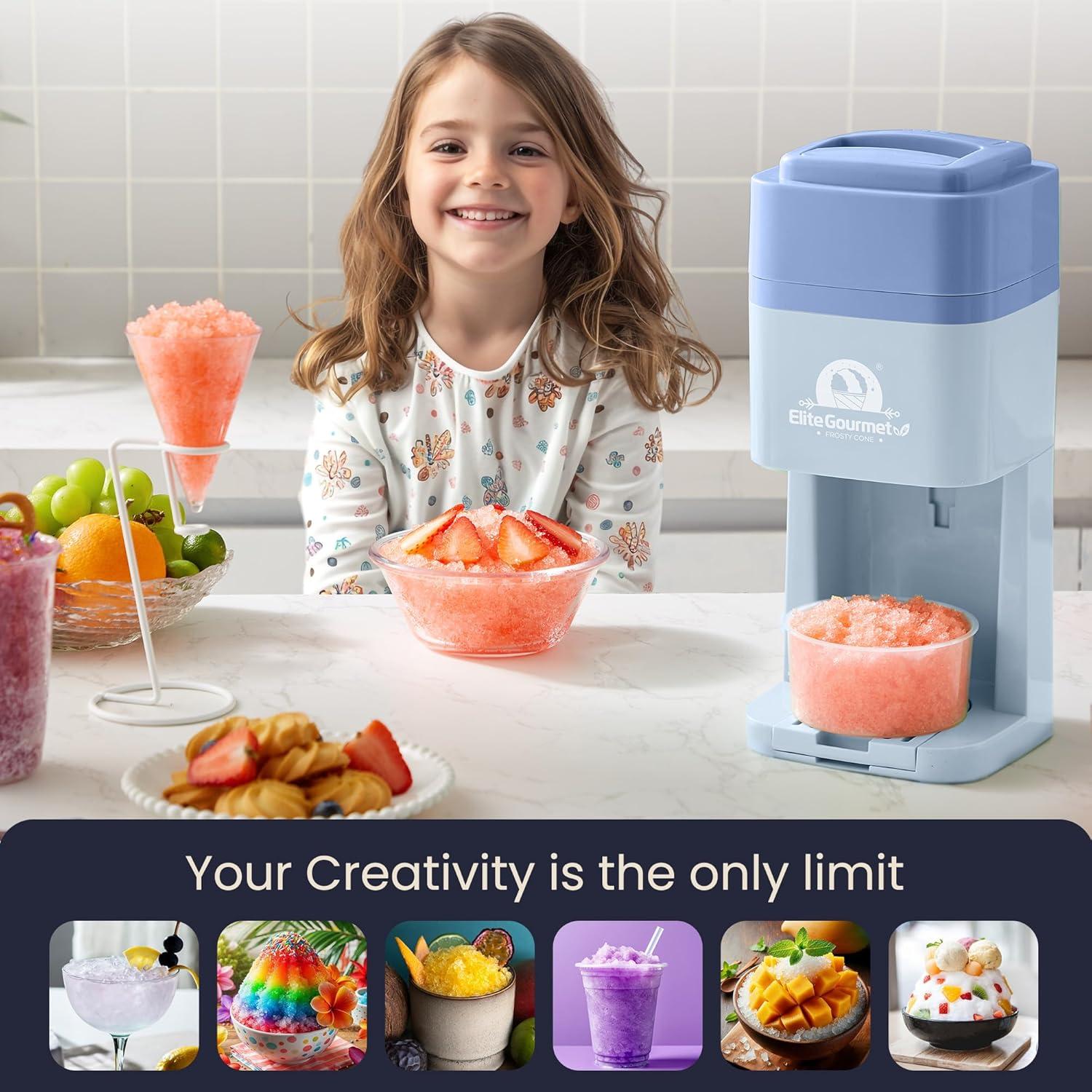 image:imageElite Gourmet Snow Cone amp Shaved Ice Maker ESI2215M Refreshing Slushies Margaritas Boba Drinks Snow Cone amp Holder and Ice Mold Use Cubed amp Bagged Ice Stainless Steel Shaving Blade MintPeriwinkle