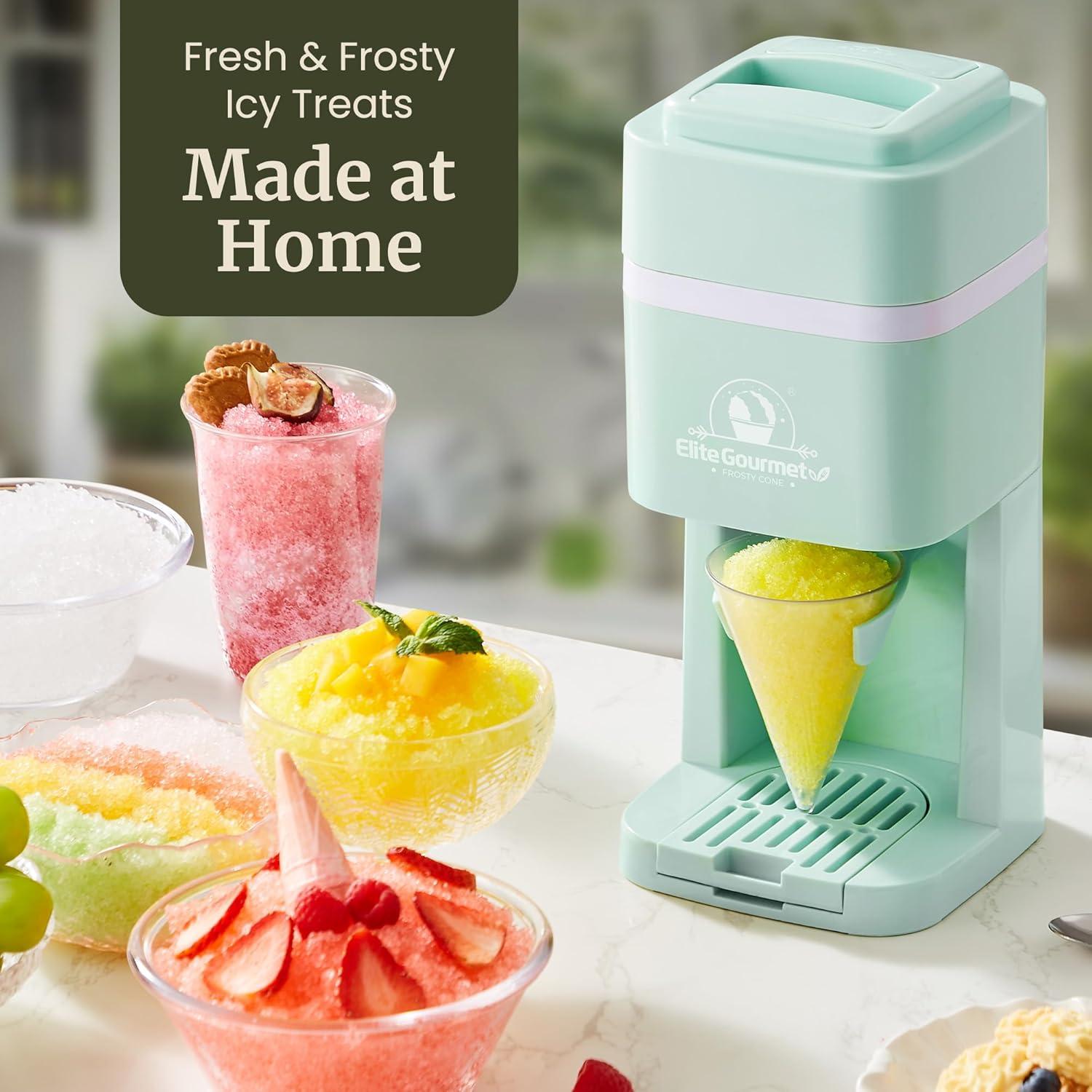 image:imageElite Gourmet Snow Cone amp Shaved Ice Maker ESI2215M Refreshing Slushies Margaritas Boba Drinks Snow Cone amp Holder and Ice Mold Use Cubed amp Bagged Ice Stainless Steel Shaving Blade MintMint