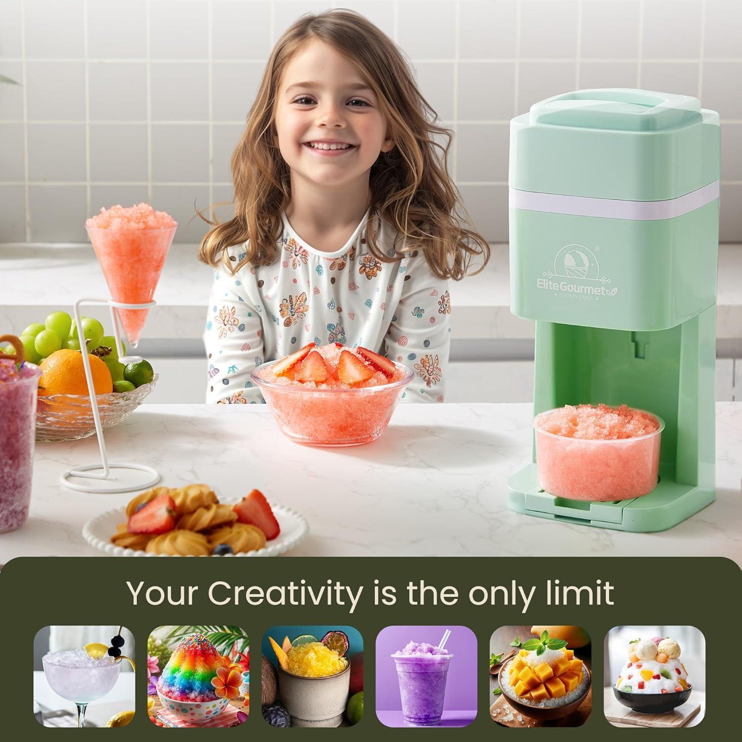 image:imageElite Gourmet Snow Cone amp Shaved Ice Maker ESI2215M Refreshing Slushies Margaritas Boba Drinks Snow Cone amp Holder and Ice Mold Use Cubed amp Bagged Ice Stainless Steel Shaving Blade MintMint