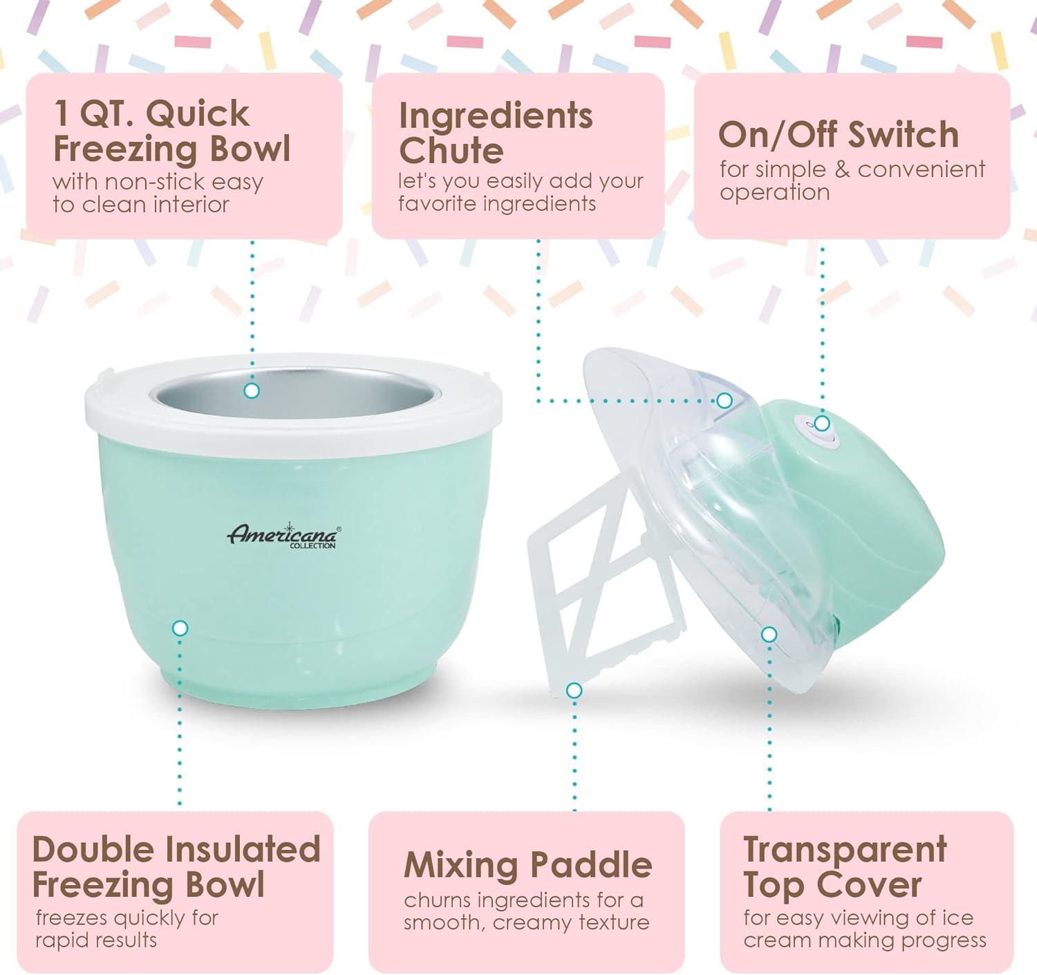 image:imageMaxiMatic EIM520 Automatic Easy Homemade Electric Maker Ingredient Chute OnOff Switch No Salt Needed Creamy Ice Cream Gelato Frozen Yogurt or Sorbet 1 Quart BlueSpearmint