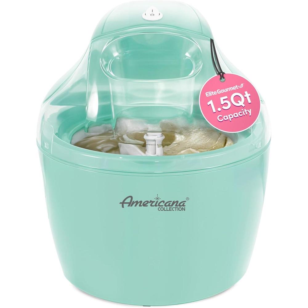 image:imageAmericana Collection Elite EIM1432M 15 Quart Automatic Easy Homemade Electric Ice Cream Maker Frozen Yogurt Sorbet Gelato Treat with Recipes Mint15 Quart