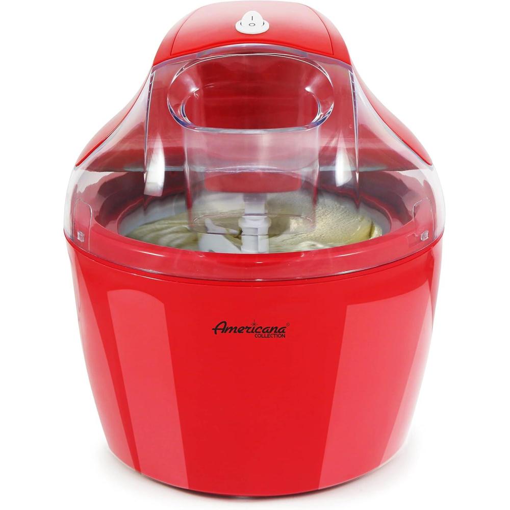 image:imageAmericana EIM1400R 15 Qt Freezer Bowl Automatic Easy Homemade Electric Ice Cream Maker Ingredient Chute OnOff Switch No Salt Needed Creamy Ice Cream Gelato Frozen Yogurt Sorbet Recipe BookRed