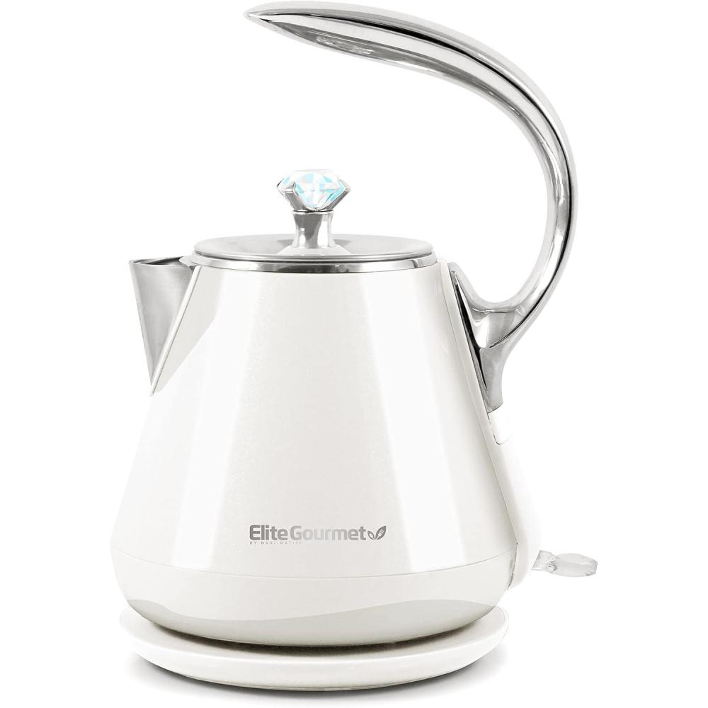 image:imageElite Gourmet 17L Dual Wall Cool Touch Electric Tea Kettle Borosilicate Glass 304 Stainless Steel Interior Programmed Digital Touchscreen Keep Warm Auto Off amp Audible Indicator Black14 Quarts