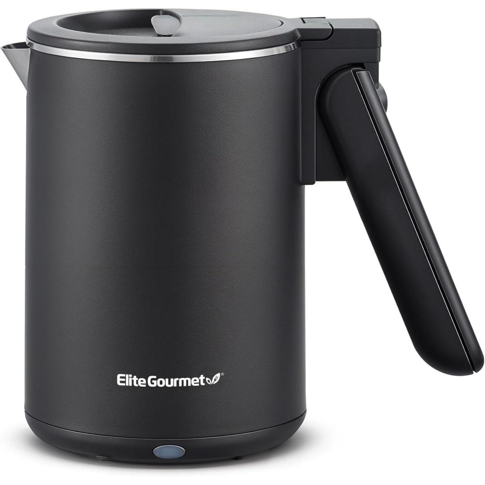 image:imageElite Gourmet 17L Dual Wall Cool Touch Electric Tea Kettle Borosilicate Glass 304 Stainless Steel Interior Programmed Digital Touchscreen Keep Warm Auto Off amp Audible Indicator Black06 Quarts Pack of 6