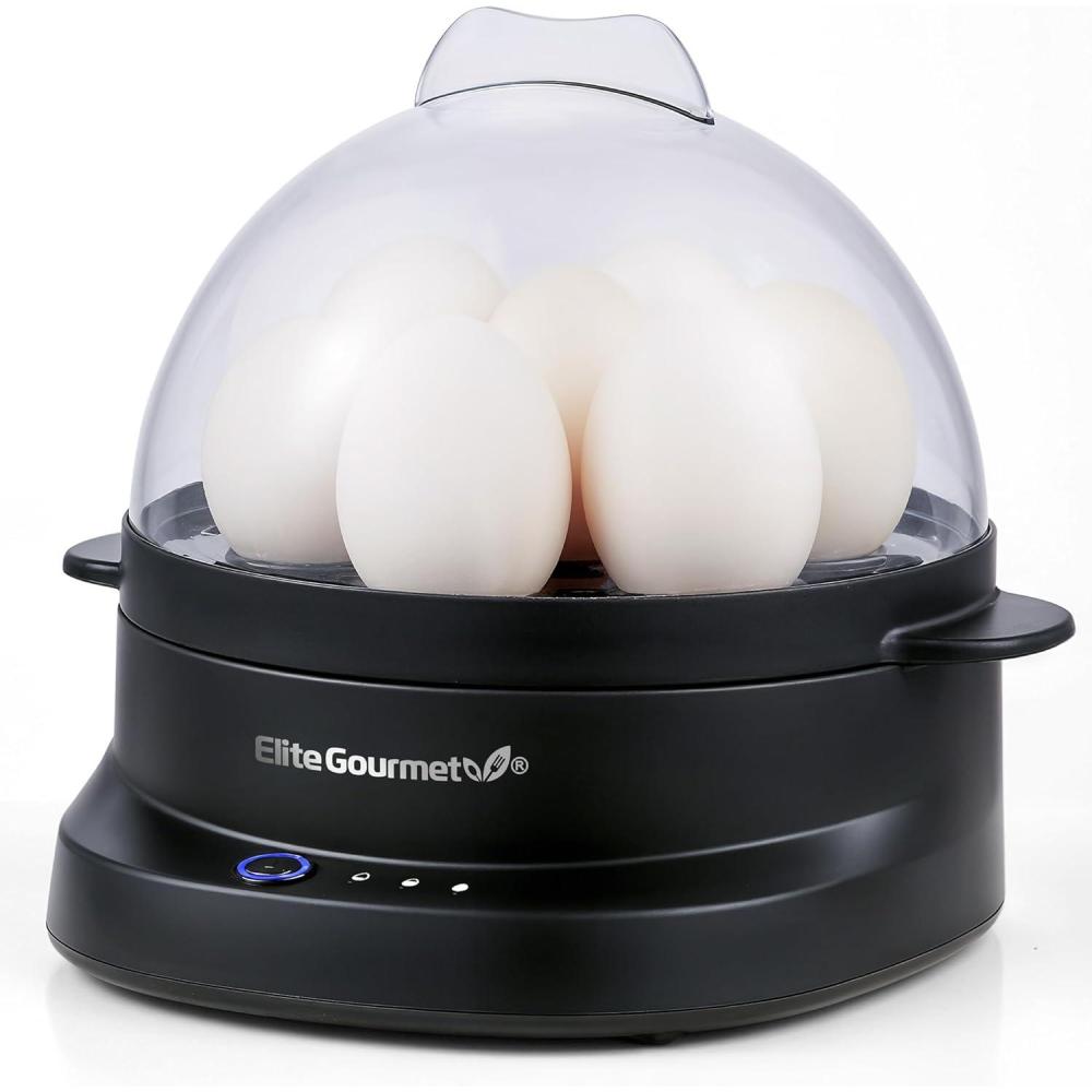 image:imageElite Gourmet 7Egg Electric Egg Cooker with Voice Alerts  Soft Medium amp HardBoiled Eggs Made Perfectly  Fast NoMonitoring Breakfast Cooker Auto ShutOff