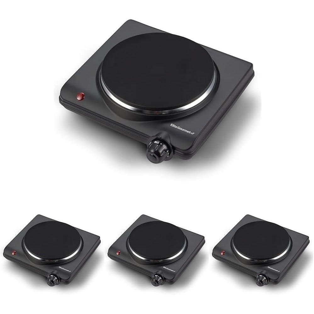image:imageElite Gourmet Countertop Electric Burner 1000W Cast Iron Hot Plate 7 Heat Settings Portable Cooktop for RV Dorm Office amp Small Kitchens RoadReady amp CompactSingle Pack of 4