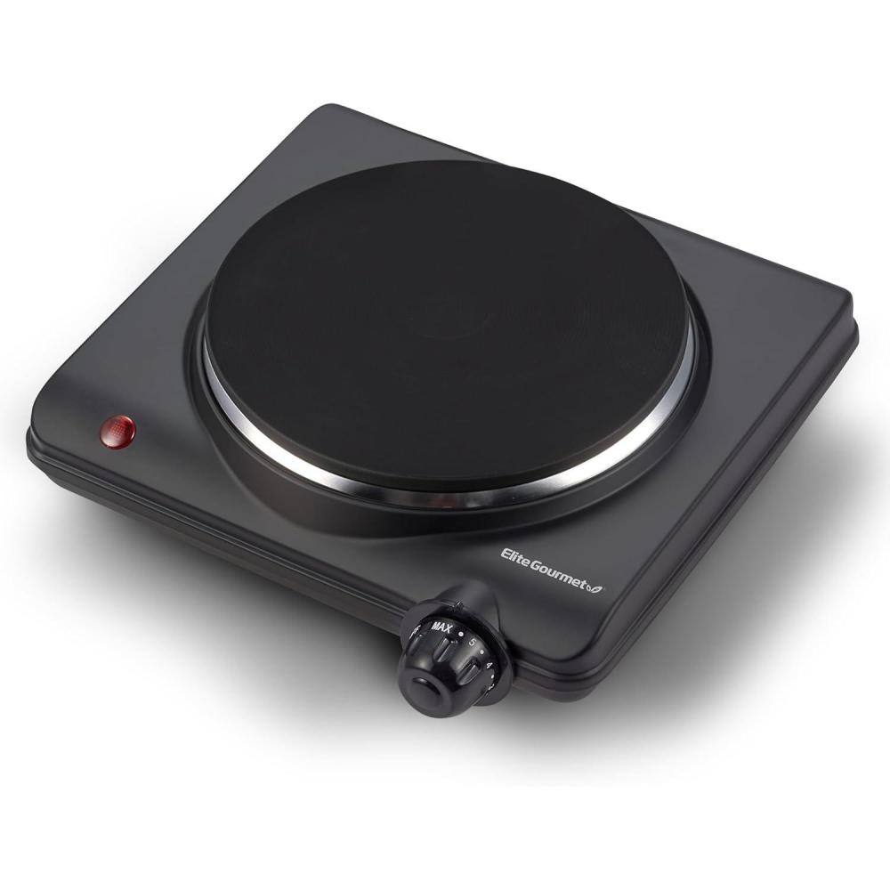 image:imageElite Gourmet Countertop Electric Burner 1000W Cast Iron Hot Plate 7 Heat Settings Portable Cooktop for RV Dorm Office amp Small Kitchens RoadReady amp CompactBlack