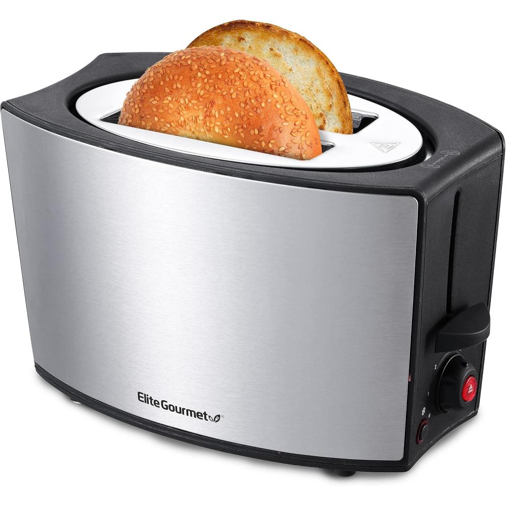 image:imageElite Gourmet ECT2428 Extra Wide 125 Slot 2Slice Toaster Cancel Defrost and Bagel Functions 6 Toast Settings SlideOut Crumb Tray Stainless Steel2 Slice